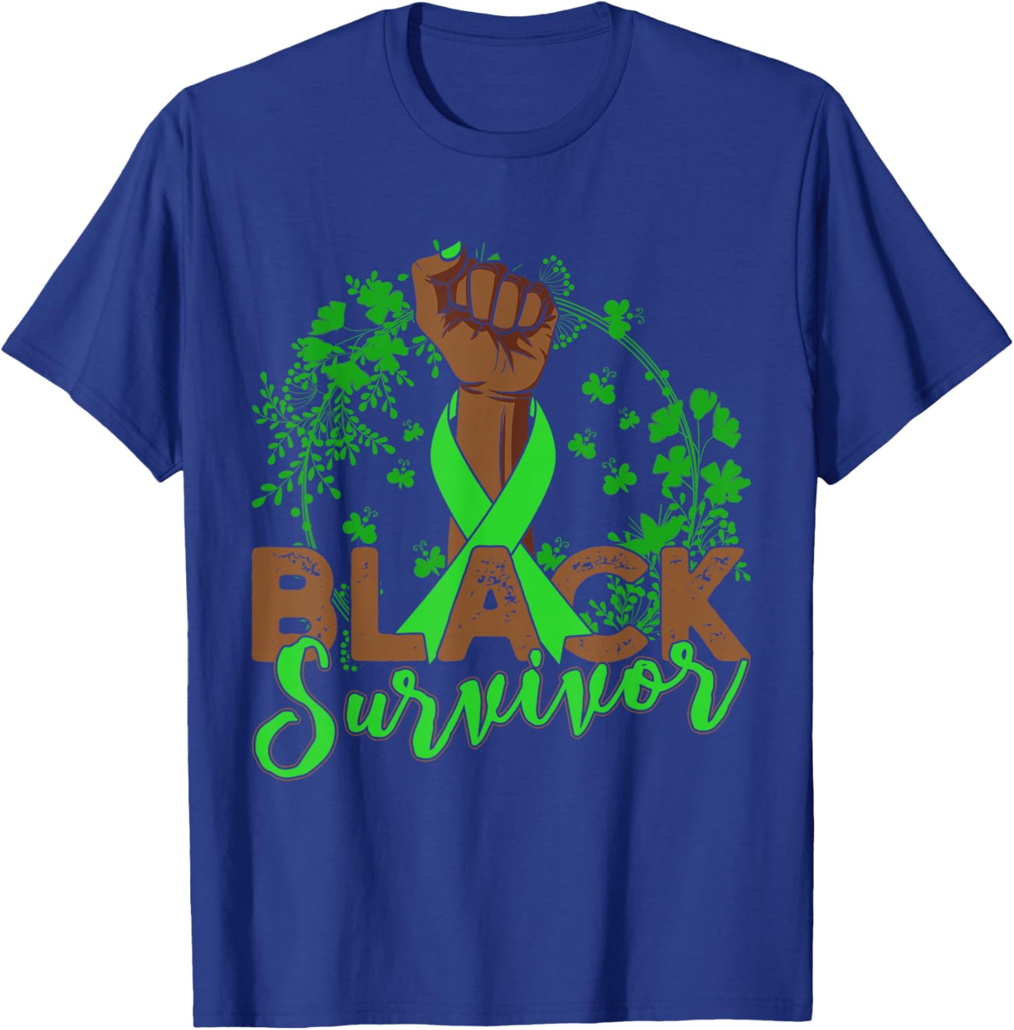 Non Hodgkin Lymphoma Awareness Black Survivor T-Shirt - T-Shirt | Royal