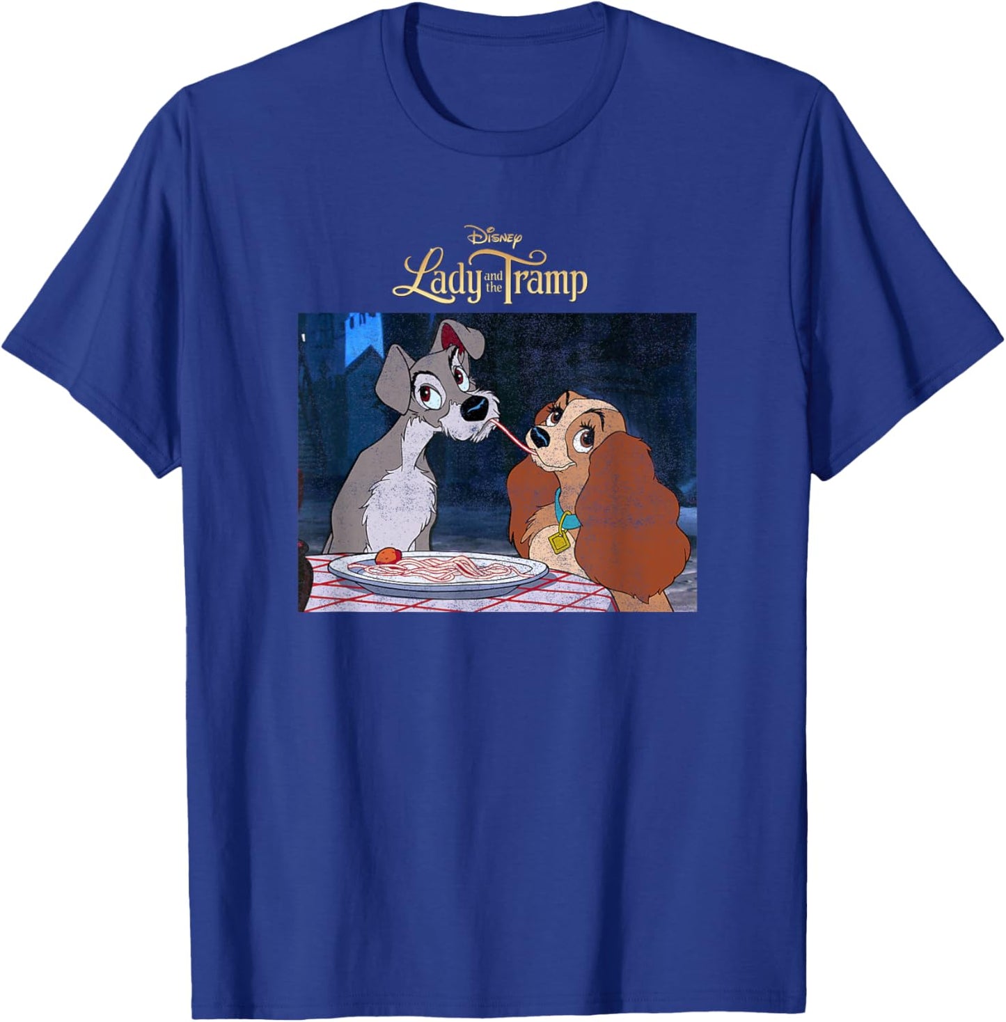 Disney Lady and The Tramp Classic Spaghetti Scene Poster T-Shirt - T-Shirt | Royal