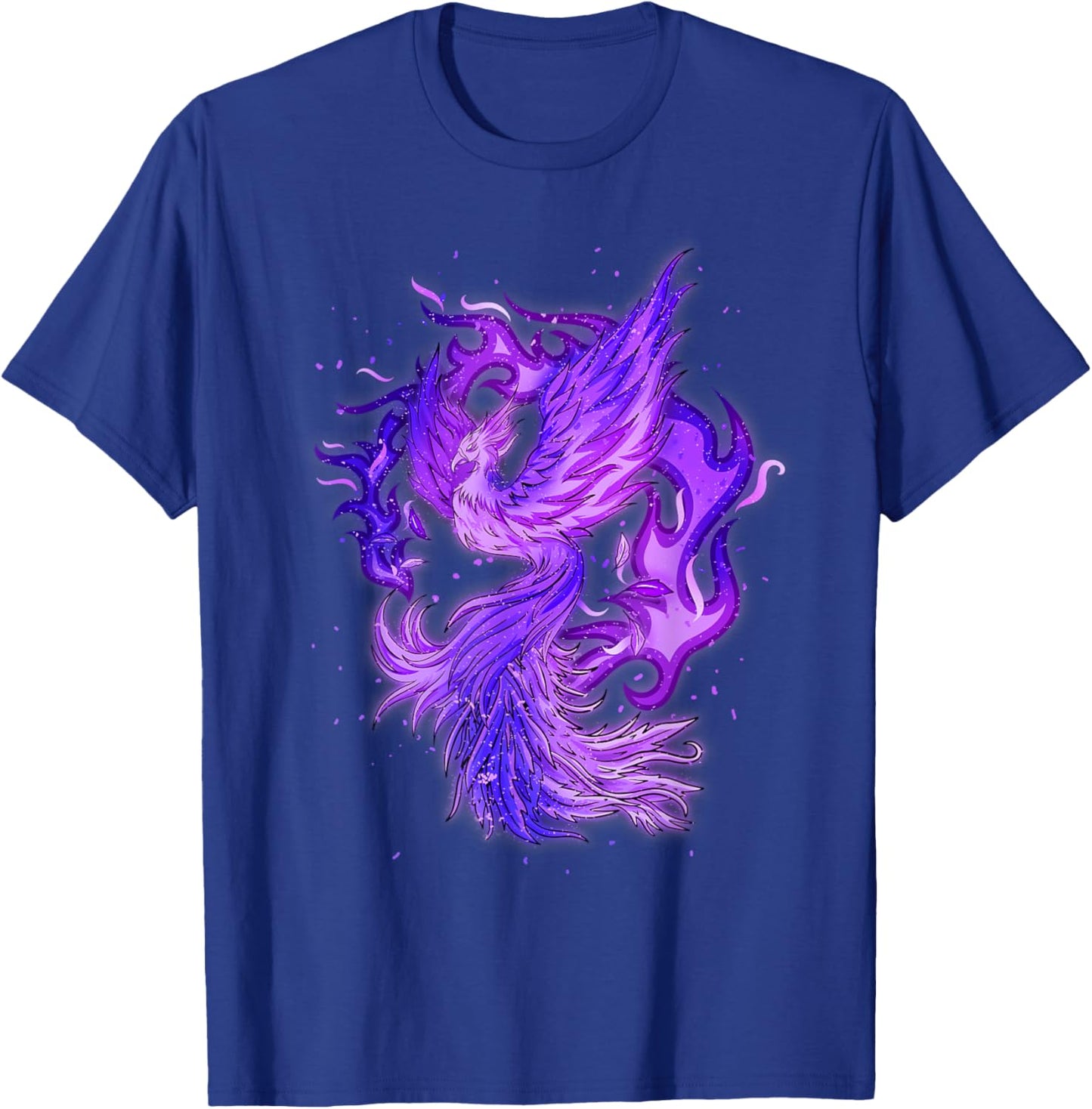 Phoenix Bird Design With Purple Fire T-Shirt - T-Shirt | Royal