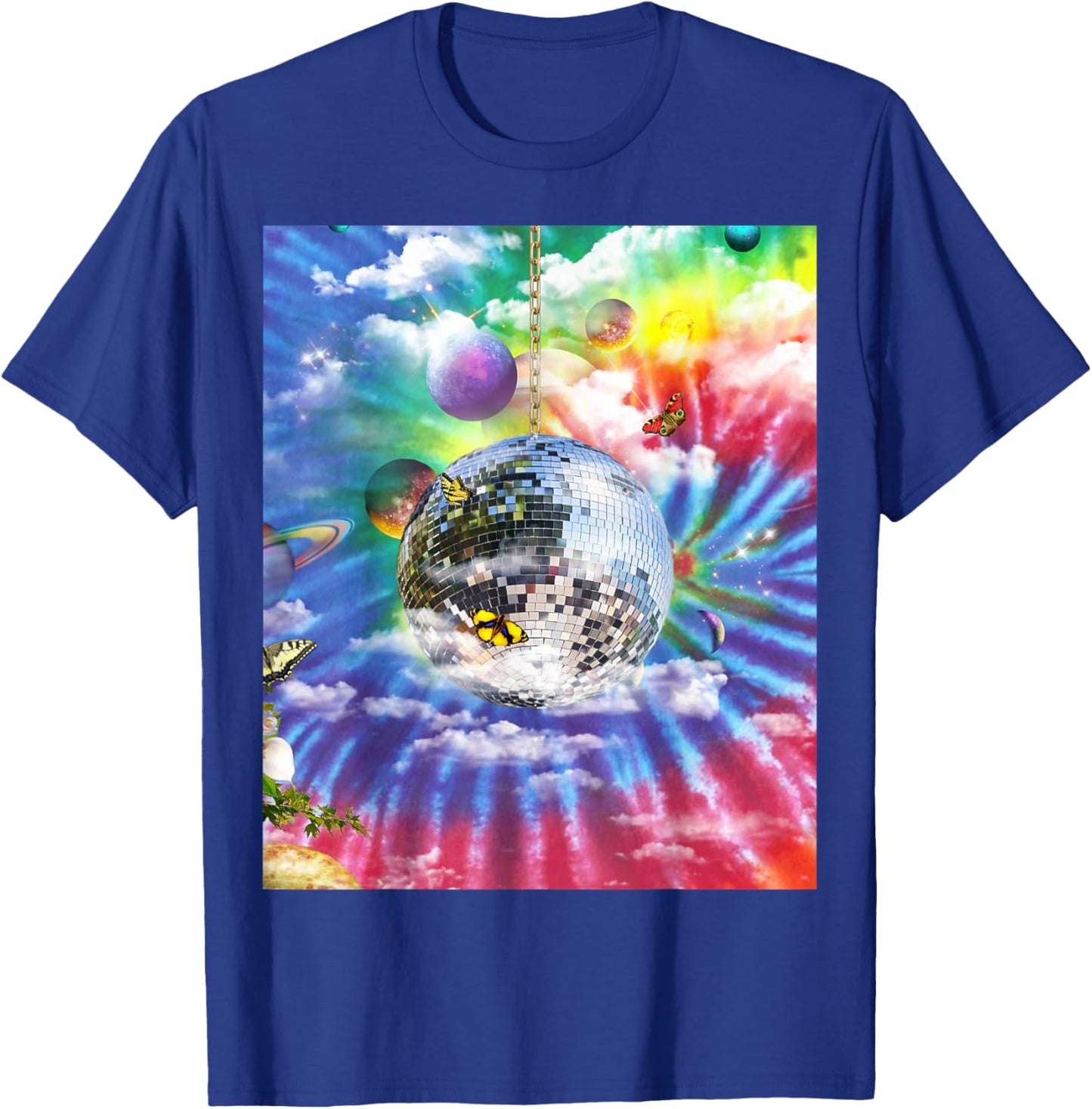 Trippy Rainbow Tie Dye Disco Ball T-Shirt - T-Shirt | Royal