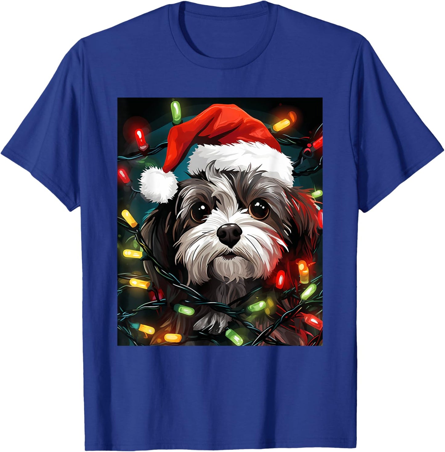 Xmas Shichon Dog Tangled Christmas Lights Women Kids T-Shirt - T-Shirt | Royal