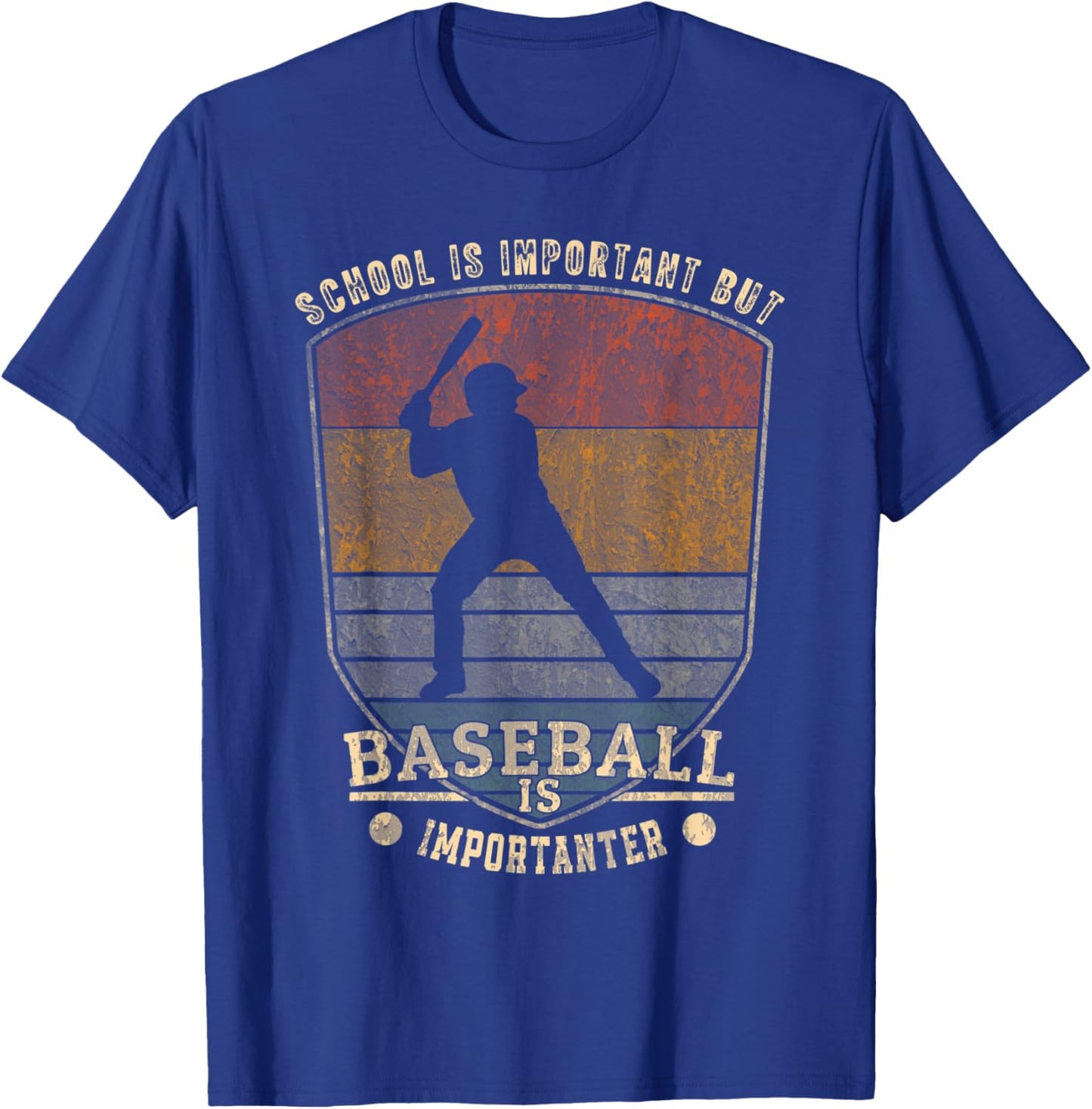 Retro School Is Important But Baseball Is Importanter Men T-Shirt - T-Shirt | Royal