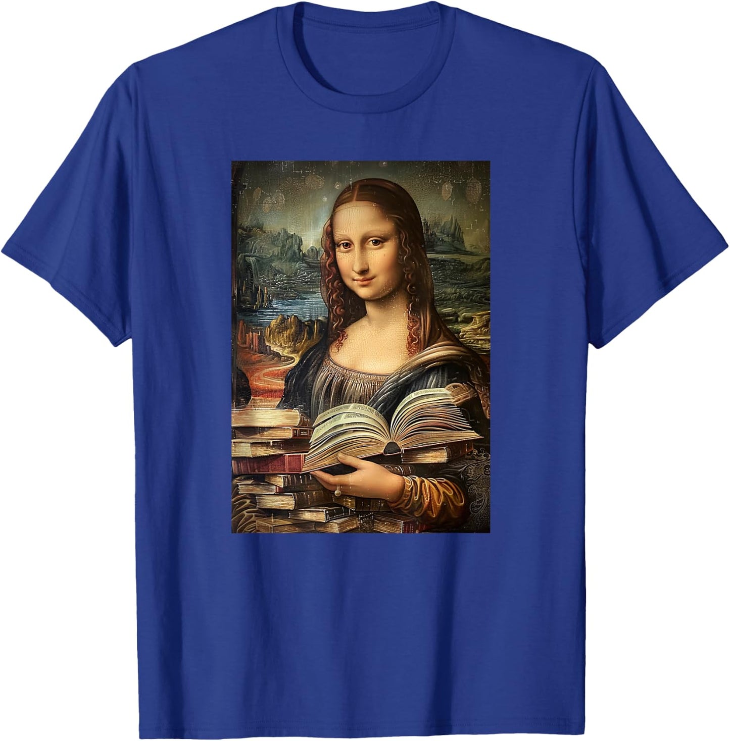 Funny Books Mona Lisa Painting Art Mom Dad T-Shirt - T-Shirt | Royal
