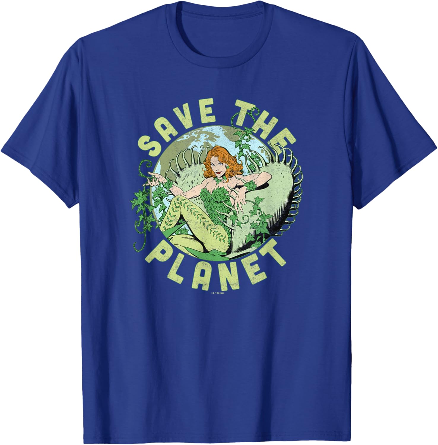 DC Comics Poison Ivy Save The Planet Earth Day Poster Small T-Shirt - T-Shirt | Royal