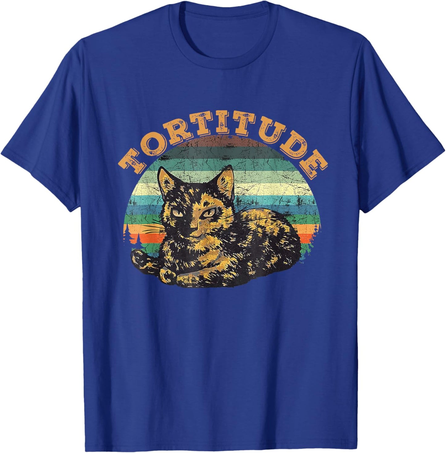 Vintage Cat Tortitude Men Women T-Shirt - T-Shirt | Royal