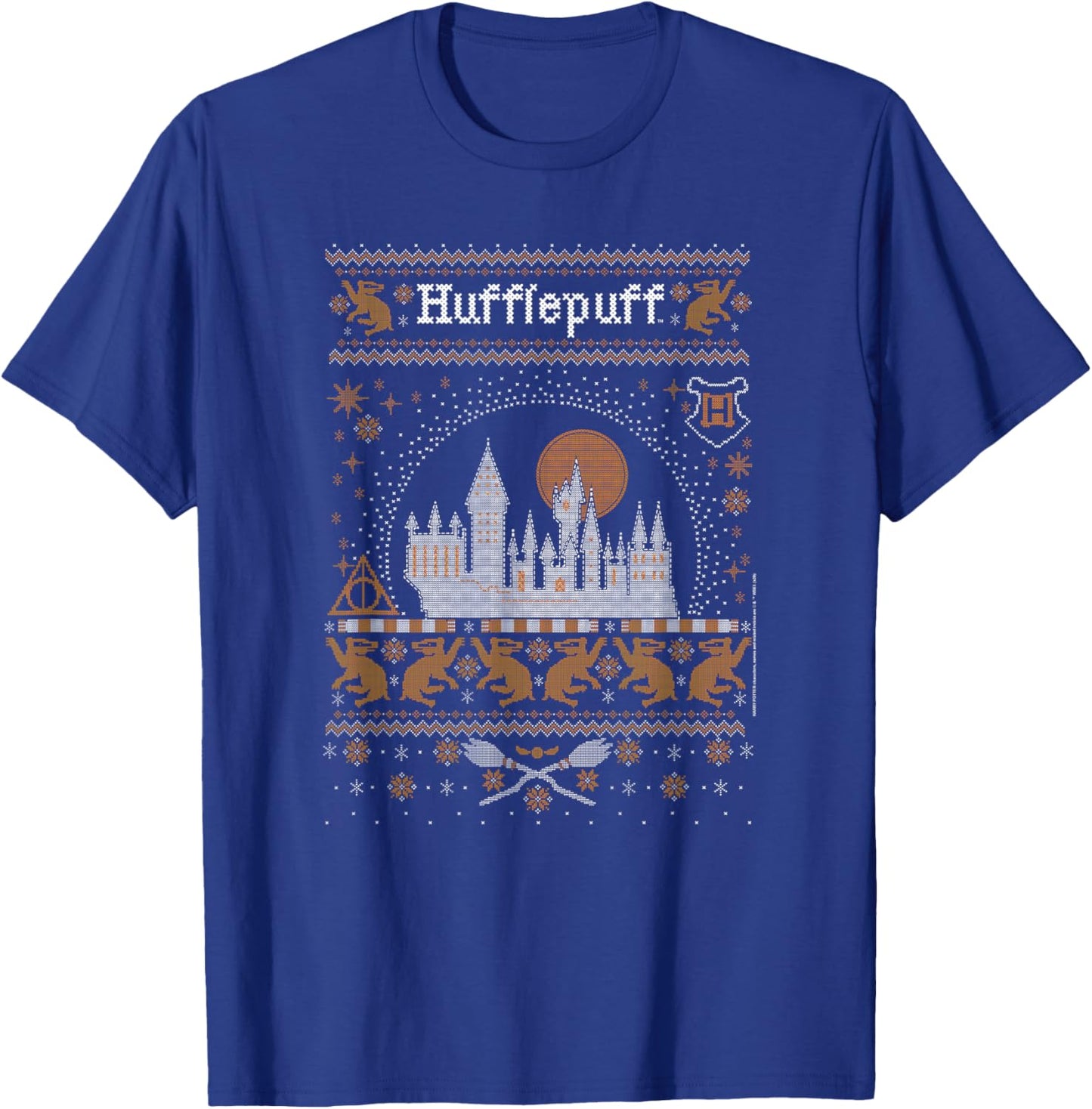 Harry Potter Hufflepuff Ugly Christmas Sweater Pattern T-Shirt - T-Shirt | Royal