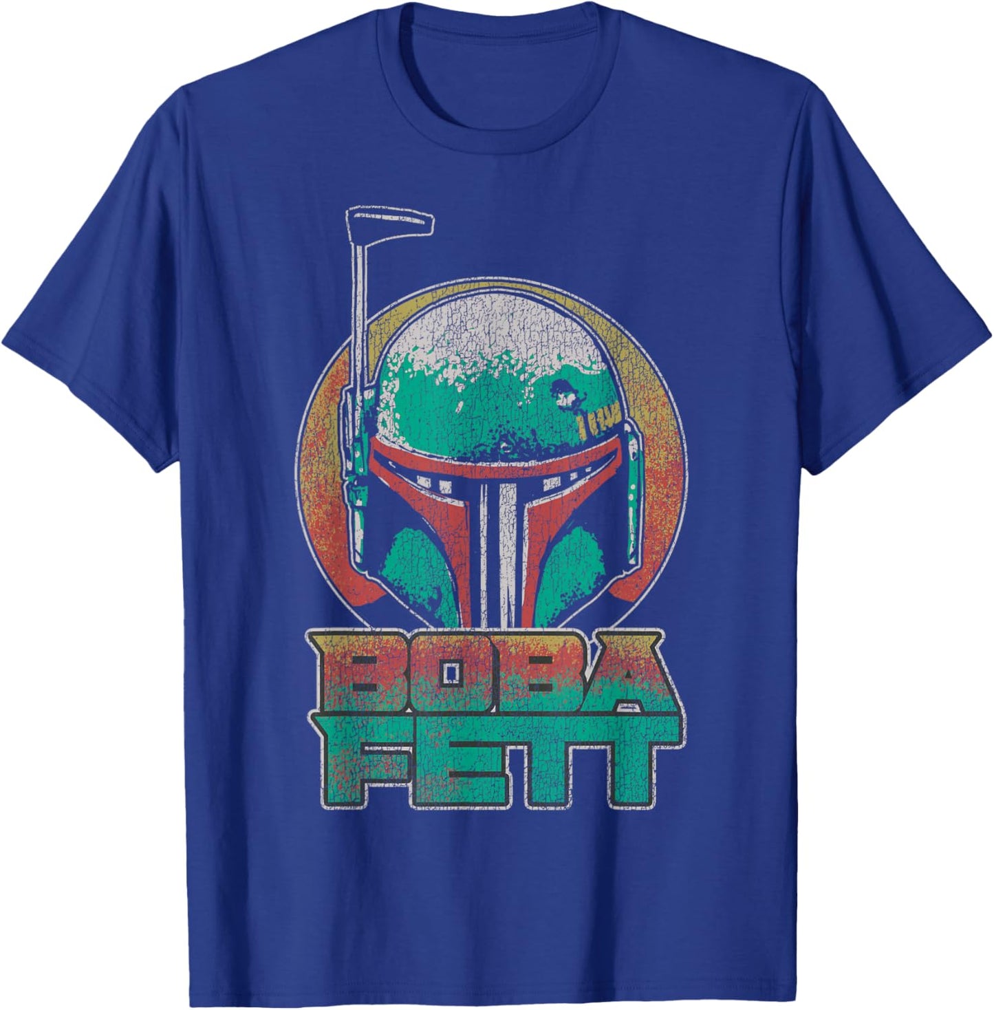 Star Wars The Book Of Boba Fett Vintage Helmet Logo V-2 T-Shirt - T-Shirt | Royal