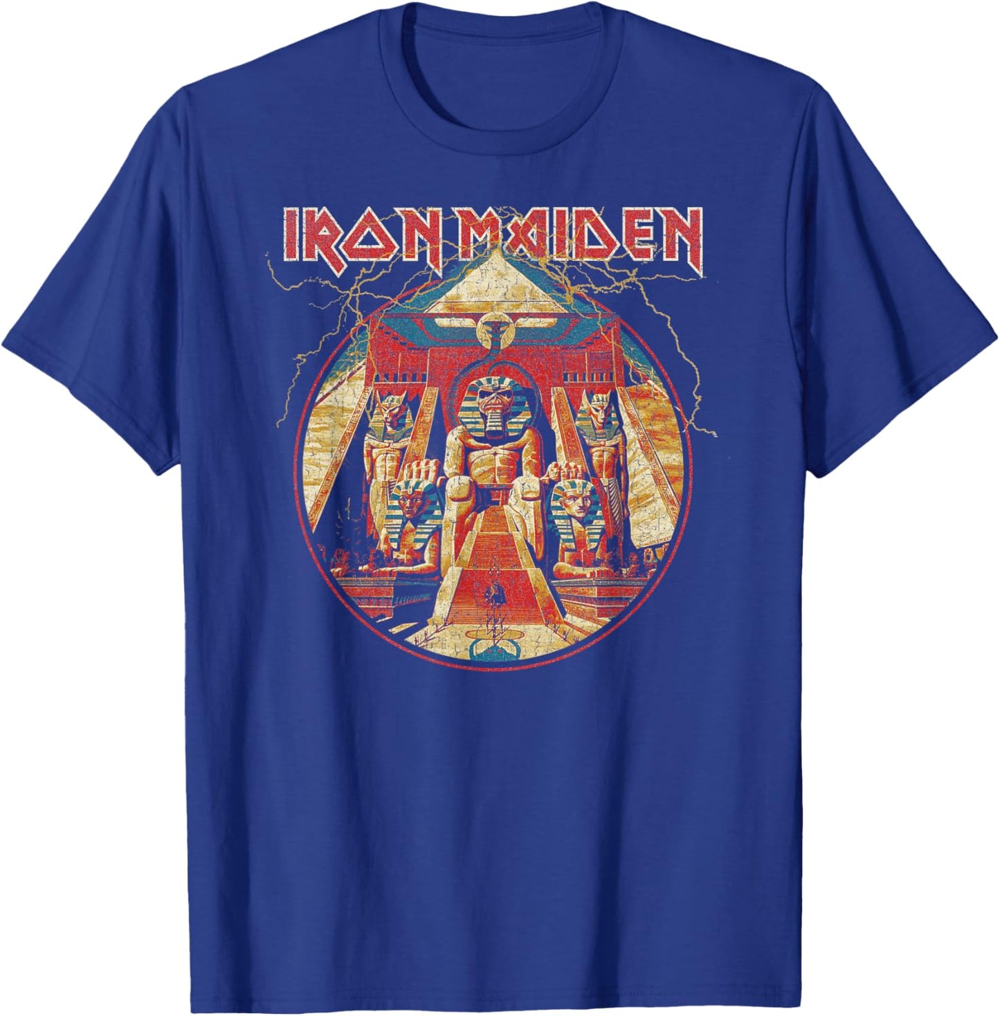 Iron Maiden Powerslave Lightning Circle T-Shirt - T-Shirt | Royal