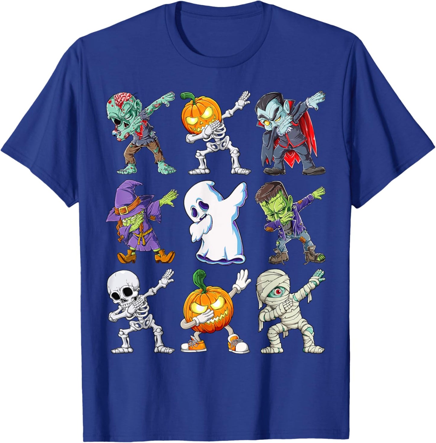 Dabbing Halloween Boys Skeleton Zombie Scary Pumpkin Mummy T-Shirt - T-Shirt | Royal
