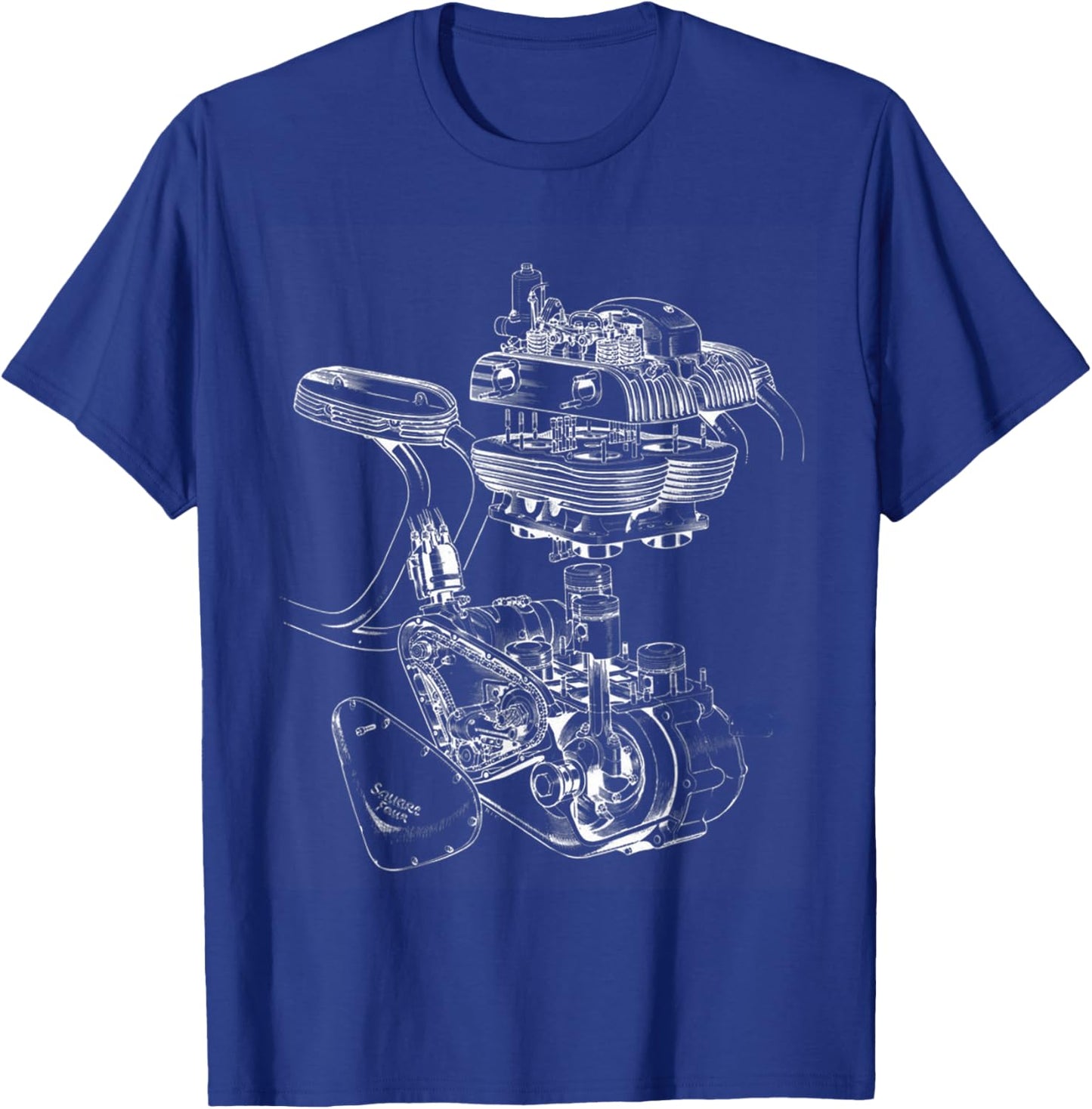 Ariel Square Four Motorcycle Engine Cutaway T-Shirt - T-Shirt | Royal