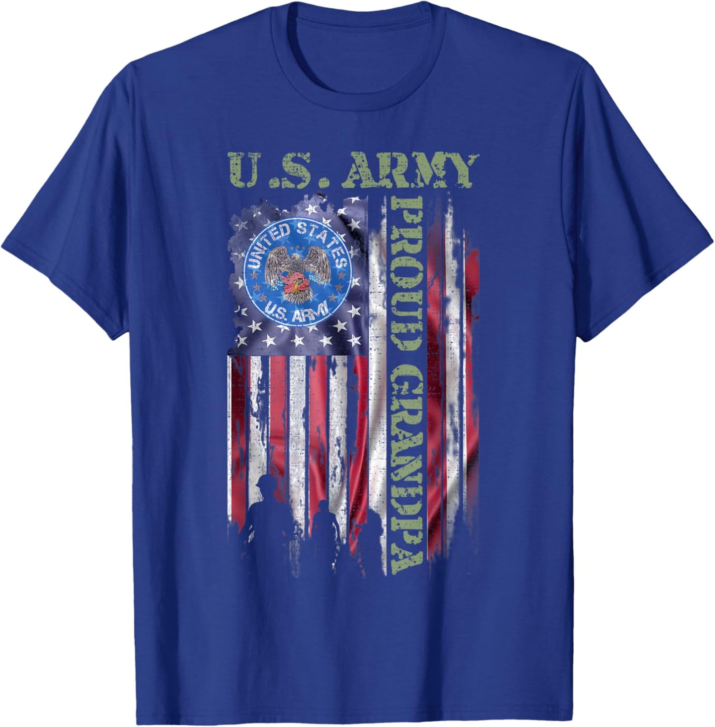 Vintage USA American Flag US Army Proud Veteran Grandpa T-Shirt - T-Shirt | Royal