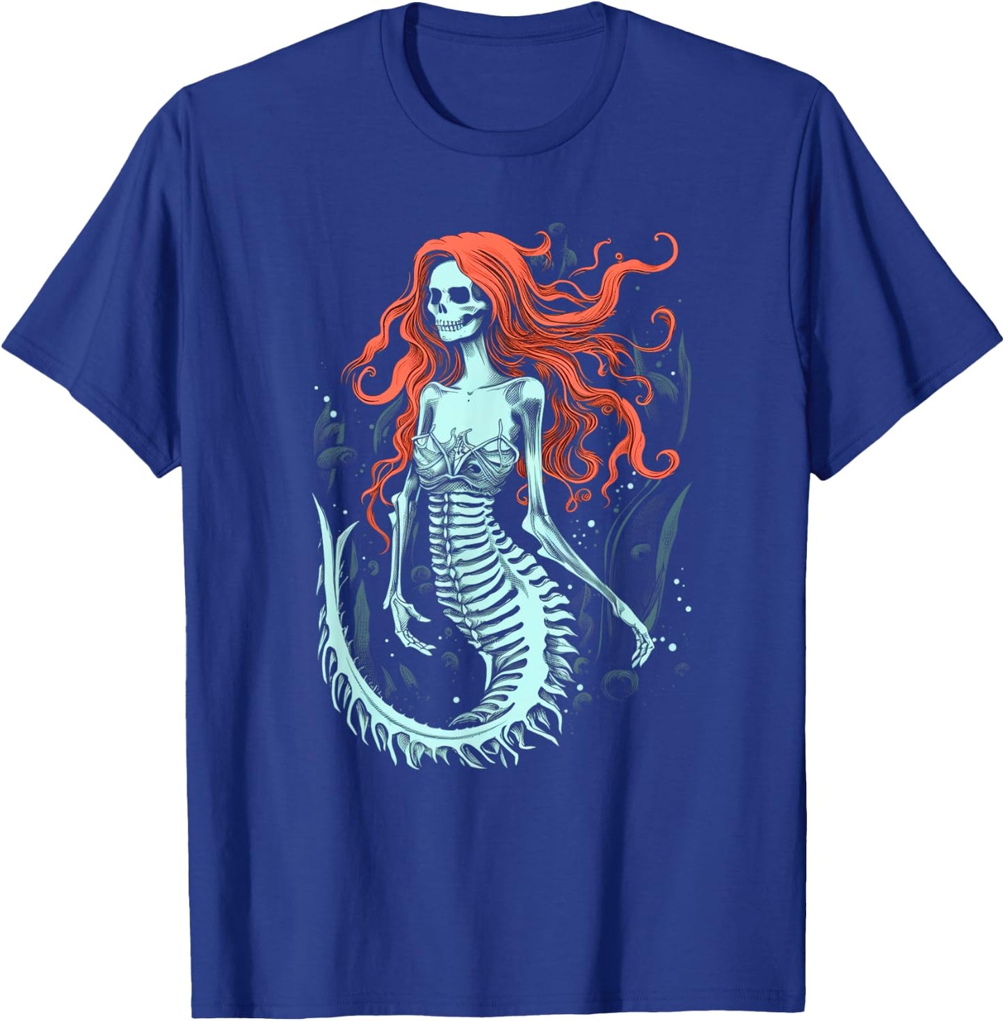 Zombie Mermaid Scary Costume Skeleton Fantasy Spooky Party T-Shirt - T-Shirt | Royal