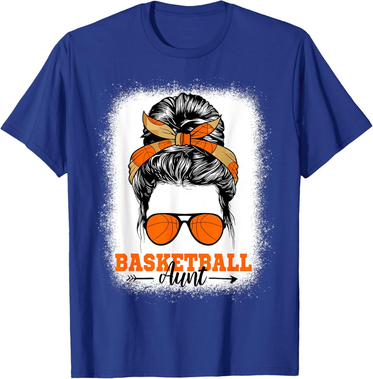 Basketball Aunt Messy Bun Bleached Auntie Mothers Day Ball T-Shirt - T-Shirt | Royal