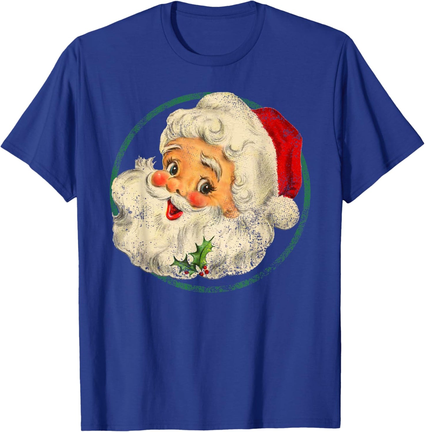 Vintage Christmas Santa Claus Face Old Fashioned T-Shirt - T-Shirt | Royal
