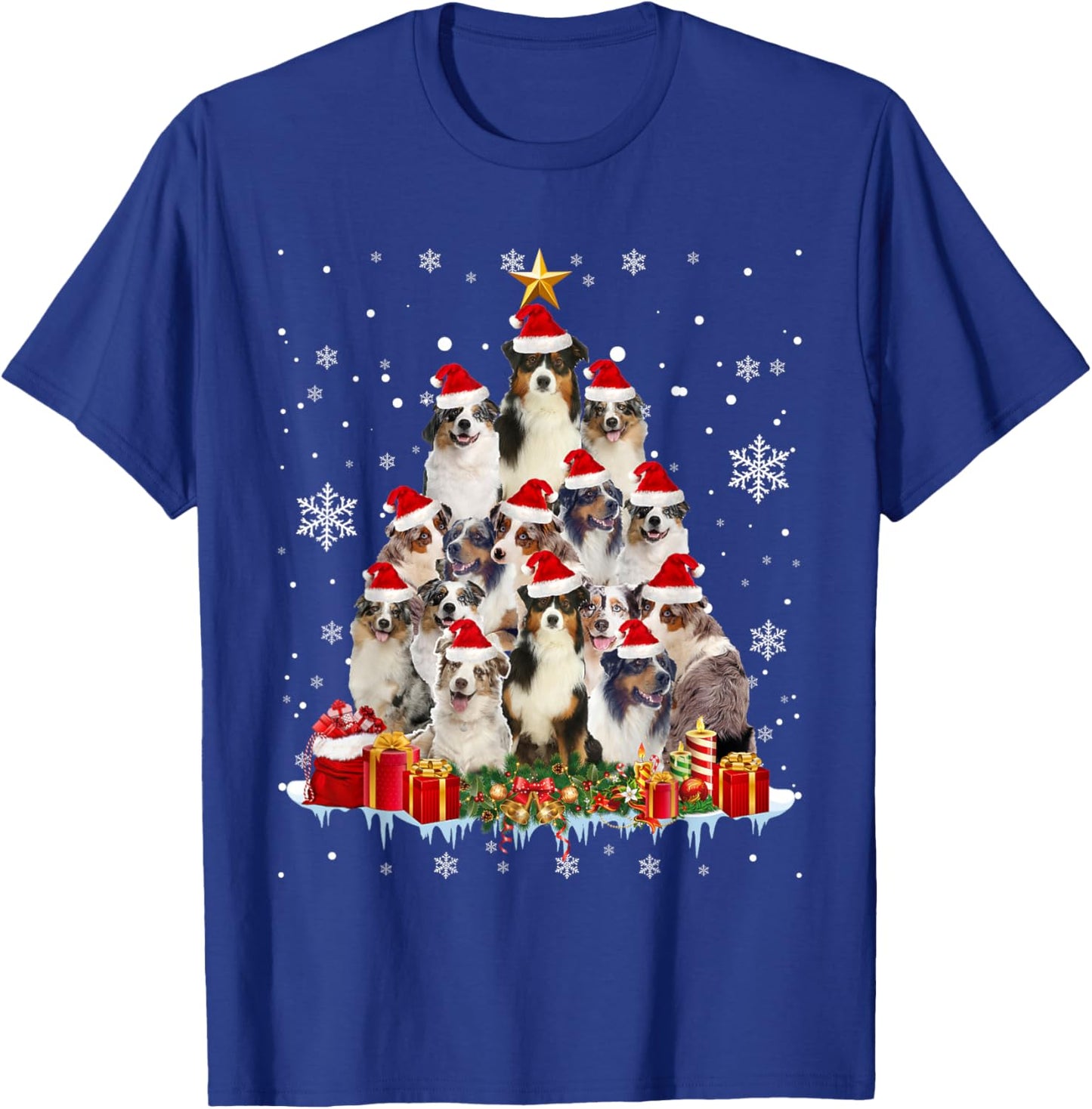 Aussie Christmas Tree Funny Xmas Gifts For Dog Lover Women Kids T-Shirt - T-Shirt | Royal