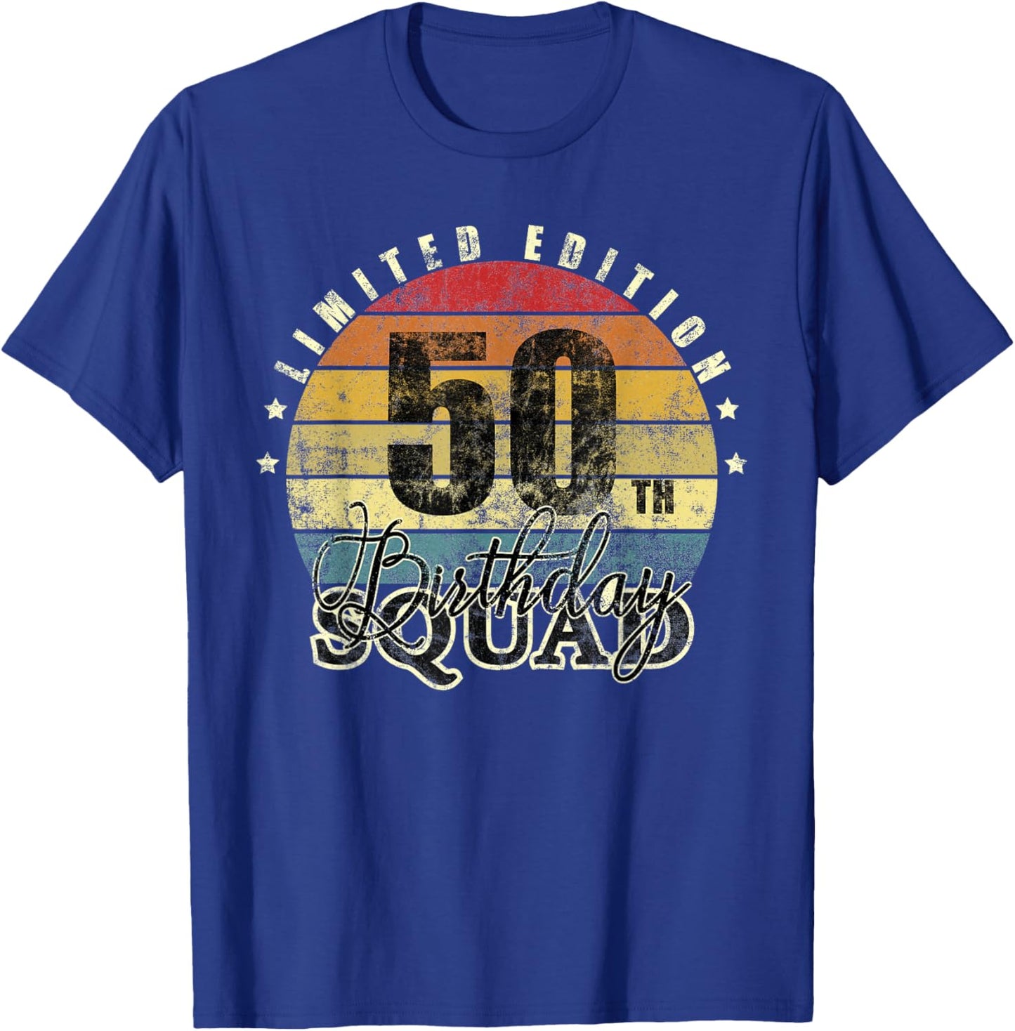 50 Year Old Birthday Squad Vintage 50th Party Matching T-Shirt - T-Shirt | Royal