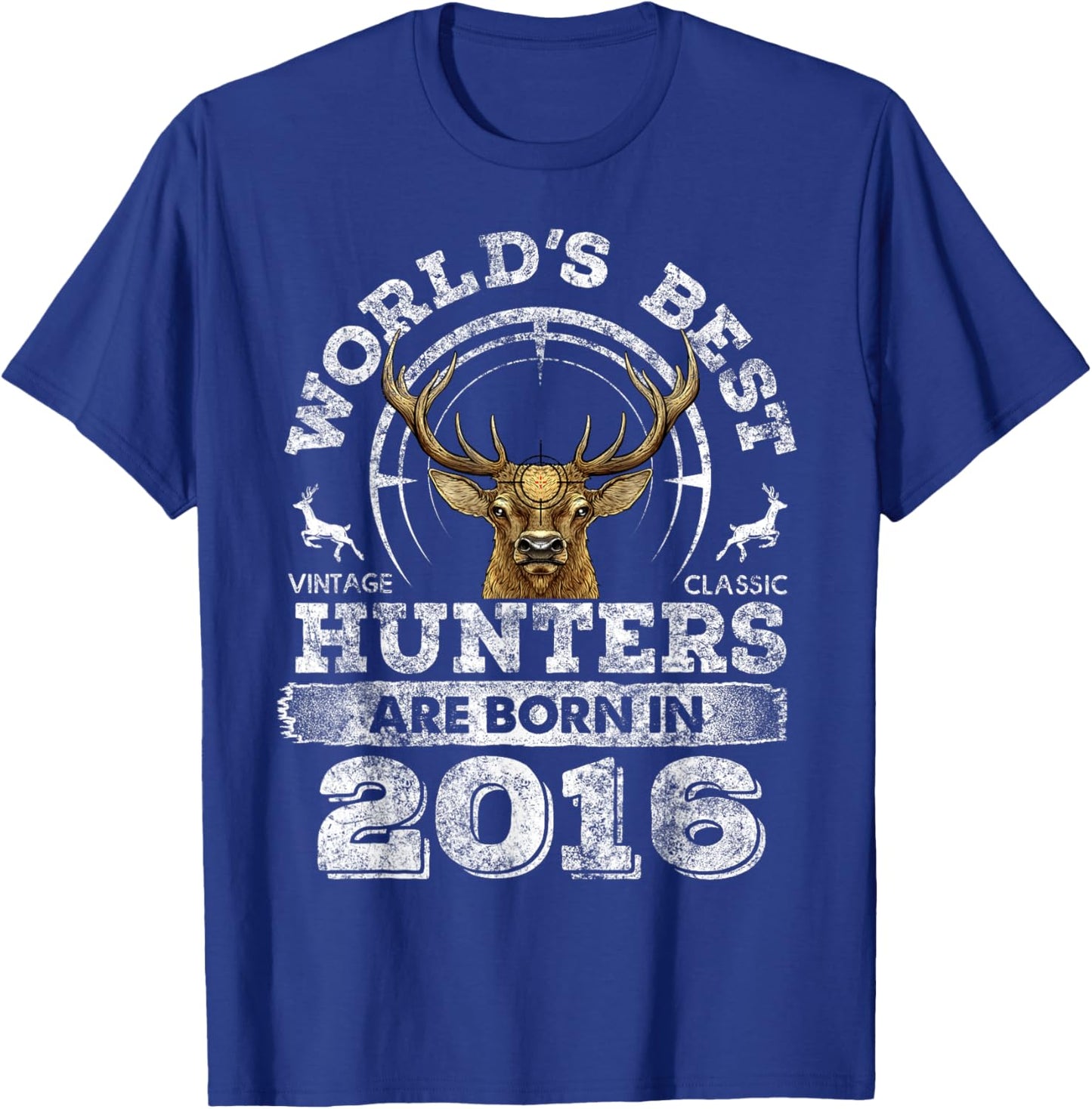6 Years Old Deer Hunter Born in 2016 6th Birthday Hunter T-Shirt - T-Shirt | Royal