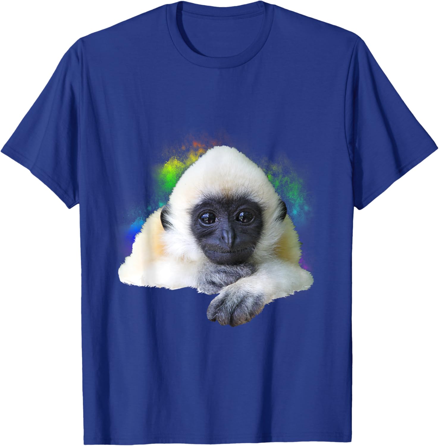 Gibbon Monkey Rainbow Cute Little Primate Animal T-Shirt - T-Shirt | Royal