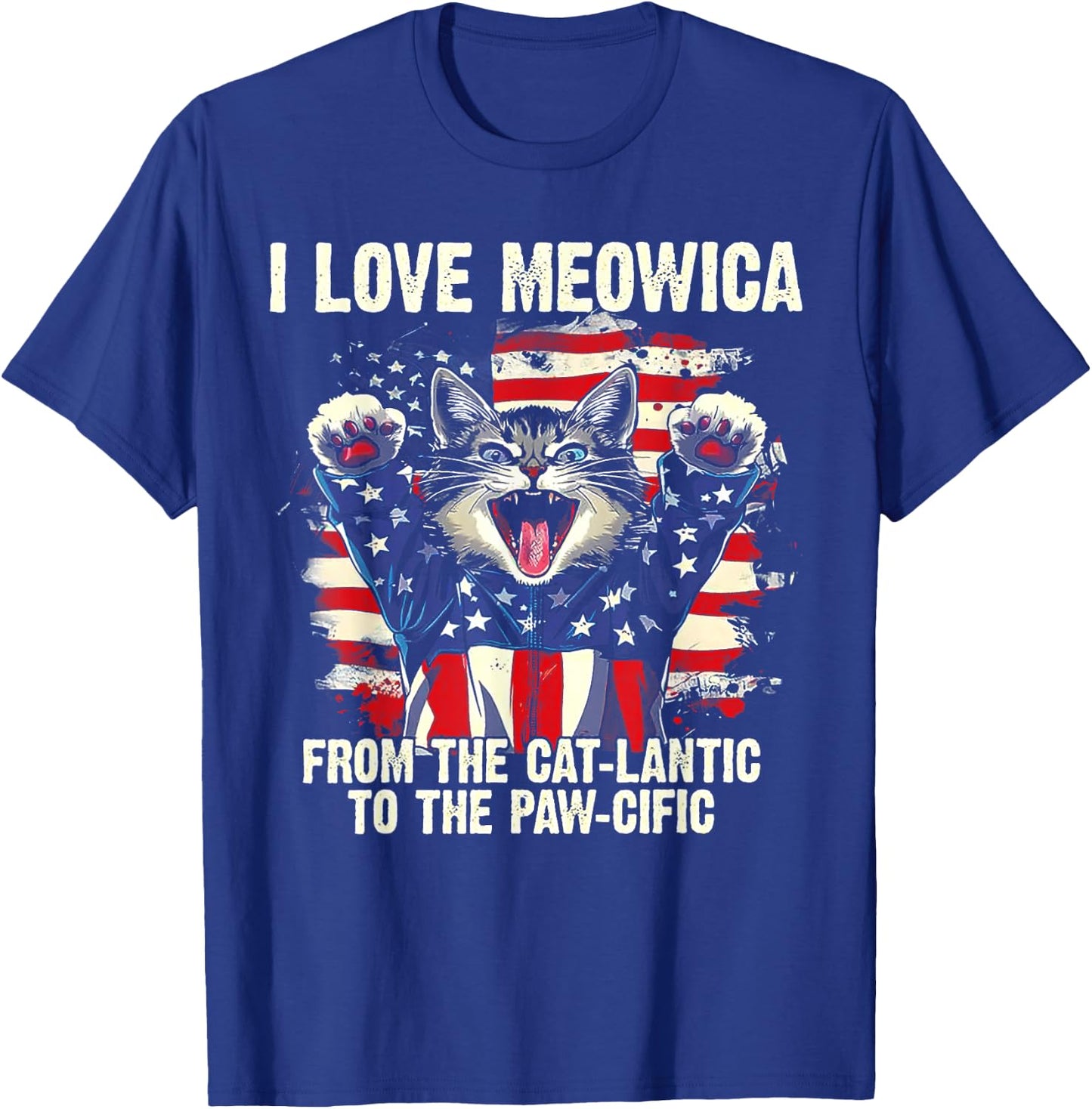 I Love Meowica From The Cat-lantic To The Paw Cific T-Shirt - T-Shirt | Royal