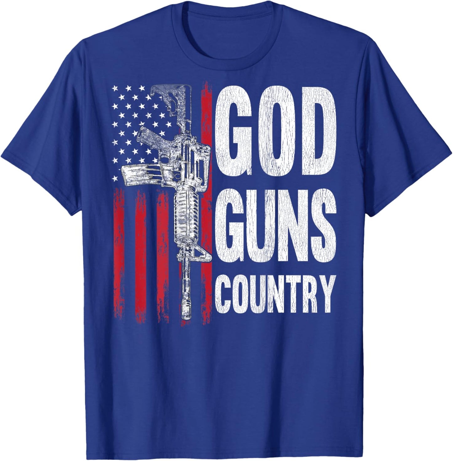 God Guns Country AR-15 Gun Rights American Flag Patriots Women Men T-Shirt - T-Shirt | Royal
