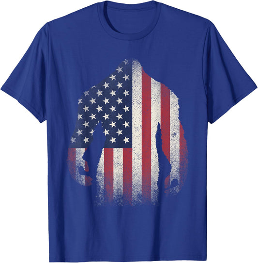 Bigfoot American Flag USA Patriotic Sasquatch T-Shirt - T-Shirt | Royal