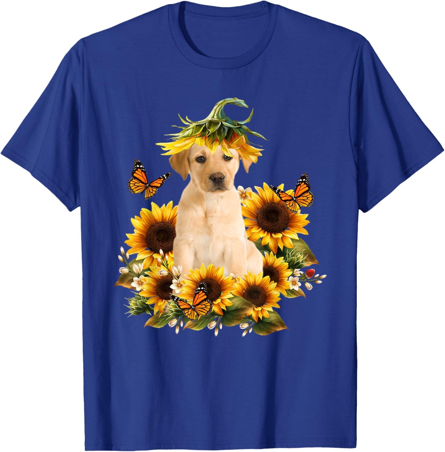 Labrador Sunflower Butterfly Cute Dog Lover Gifts Men Women Kids T-Shirt - T-Shirt | Royal