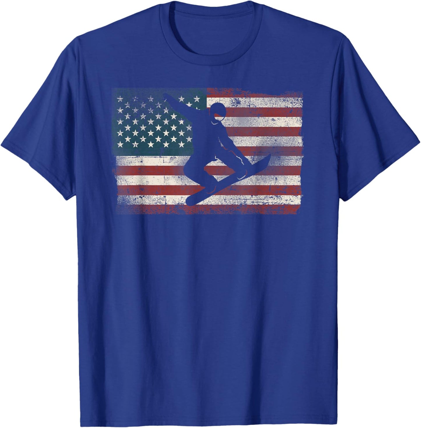 Snowboarding Snowboard Patriotic Vintage American Usa Flag T-Shirt - T-Shirt | Royal