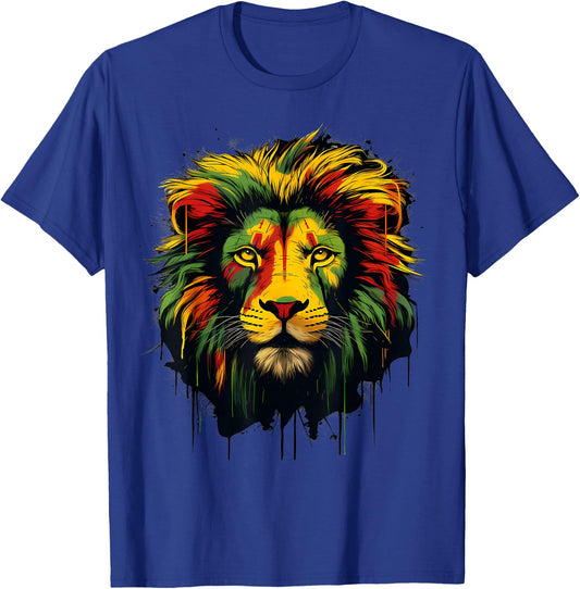 Rasta Reggae Lion Rastafarian Roots Lion Of Judah Jamaica T-Shirt - T-Shirt | Royal