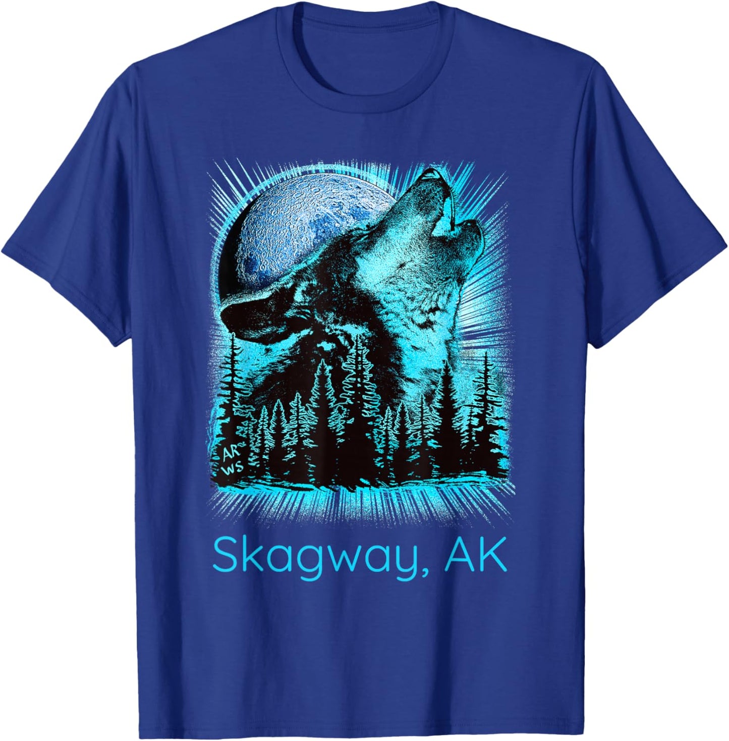 Skagway Alaska Howling Wolf Moon Forest Nature Lover T-Shirt - T-Shirt | Royal