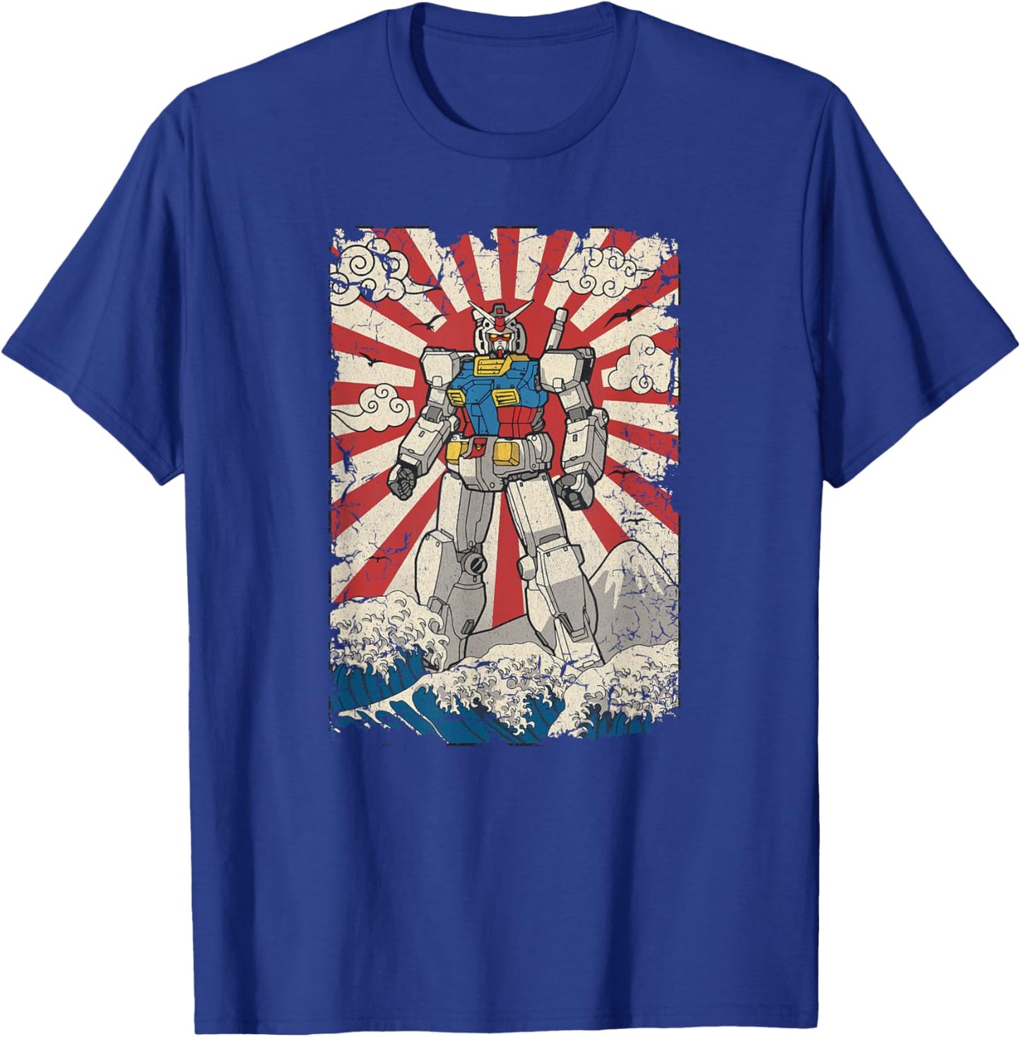 Japanese Mecha Anime Robot Kanagawa Great Wave Manga T-Shirt - T-Shirt | Royal