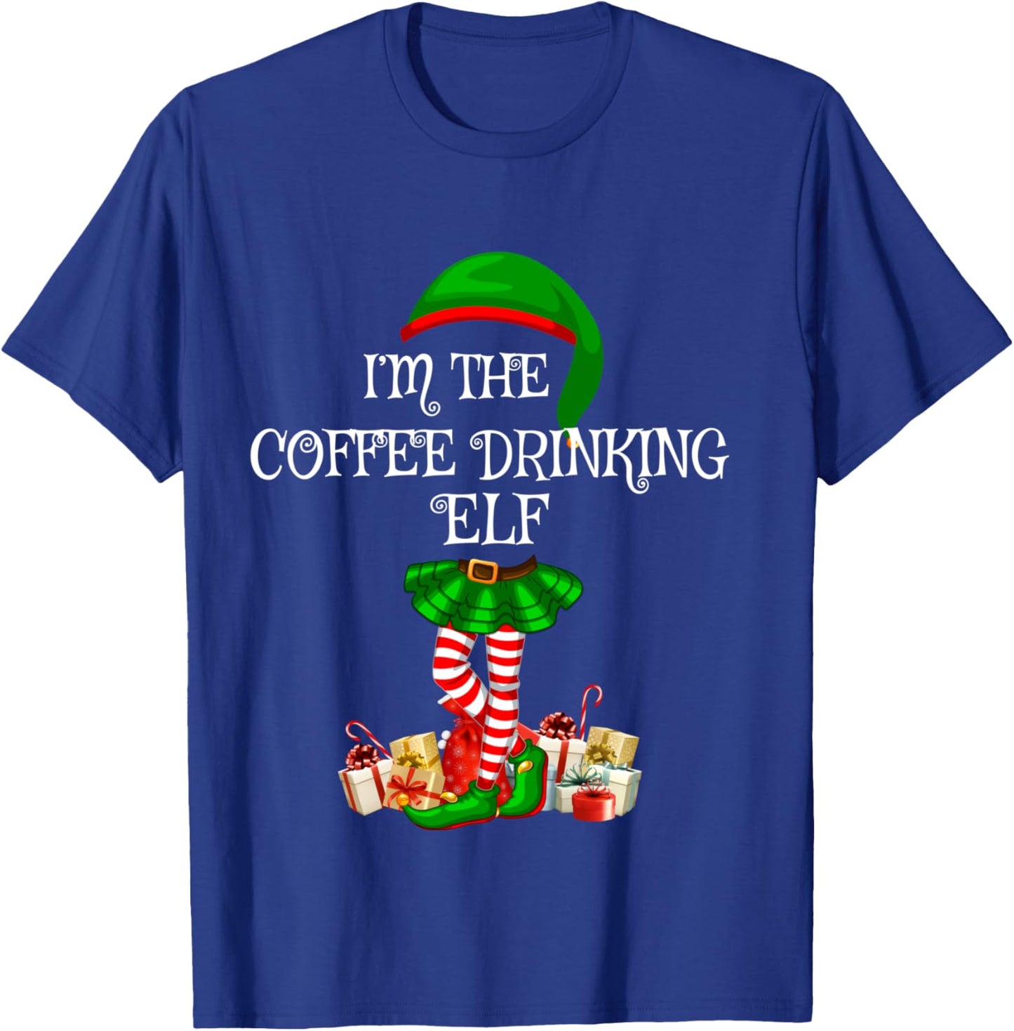 Matching Family Group I'm The Coffee Drinking Elf Christmas T-Shirt - T-Shirt | Royal