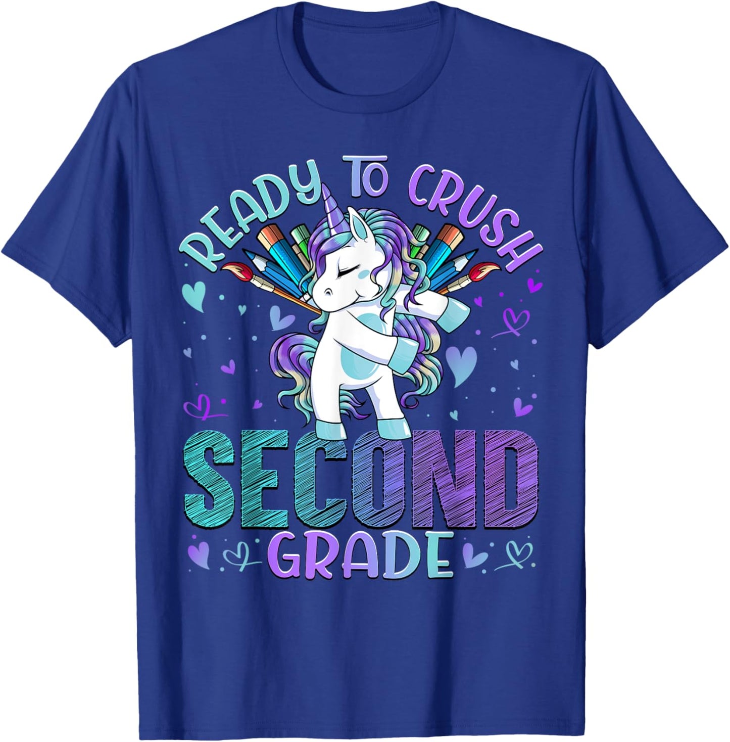 Ready to Crush Second 2nd Grade Back To School Unicorn Kids T-Shirt - T-Shirt | Royal