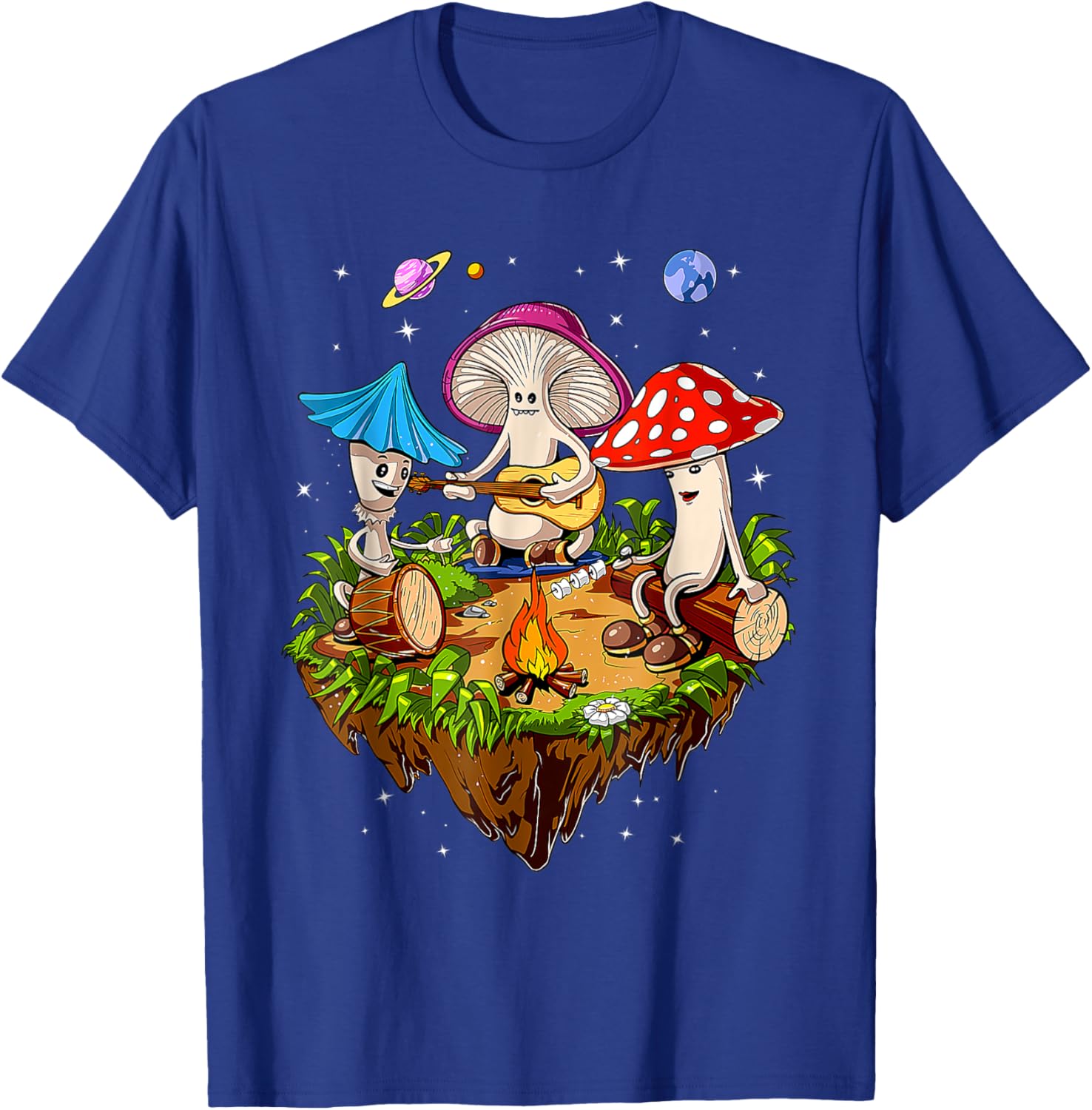 Funny Mushroom Hippie Camping Family Nighttime Campfire Fun T-Shirt - T-Shirt | Royal