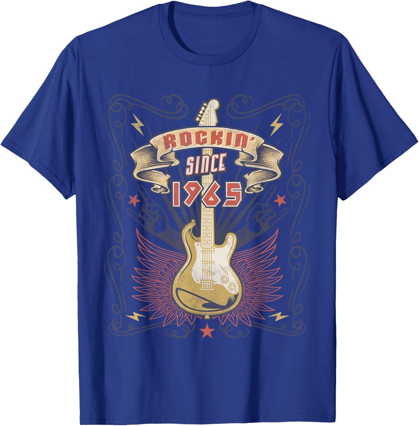 Vintage Rock Music Lover Rockin Since 1965 T-Shirt - T-Shirt | Royal