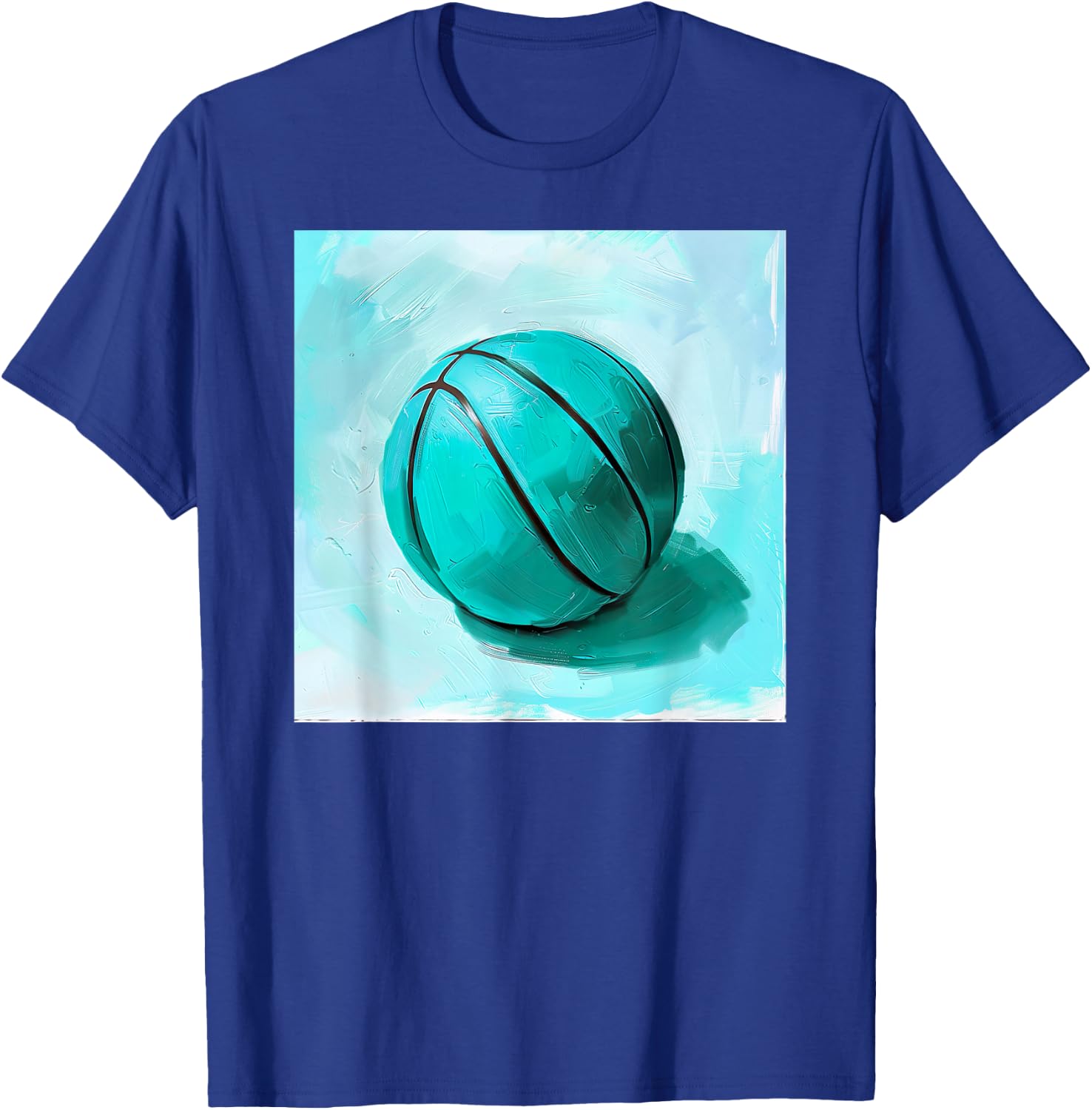 Basketball Ball Sports Teal Turquoise Black T-Shirt - T-Shirt | Royal