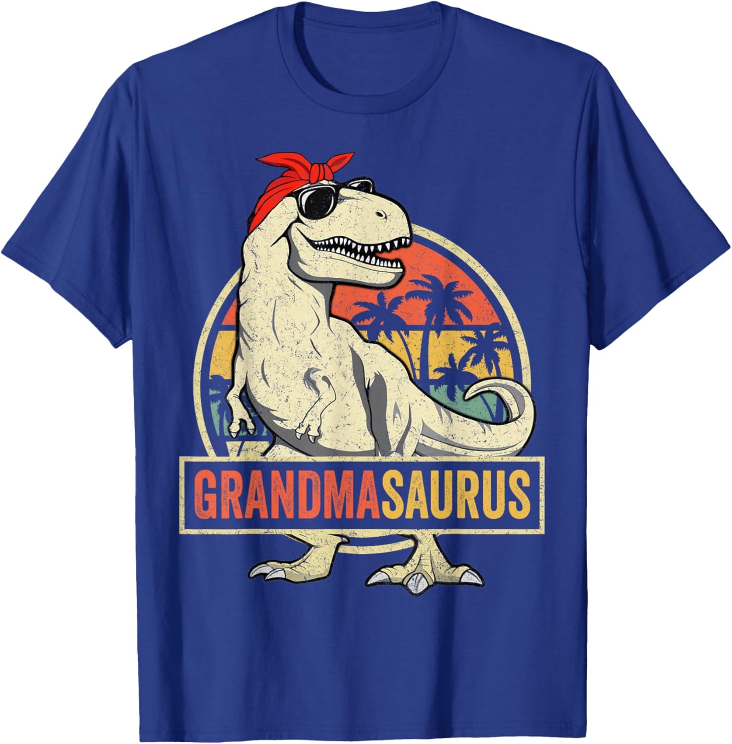 Grandmasaurus T Rex Dinosaur Grandma Saurus Family Matching T-Shirt - T-Shirt | Royal