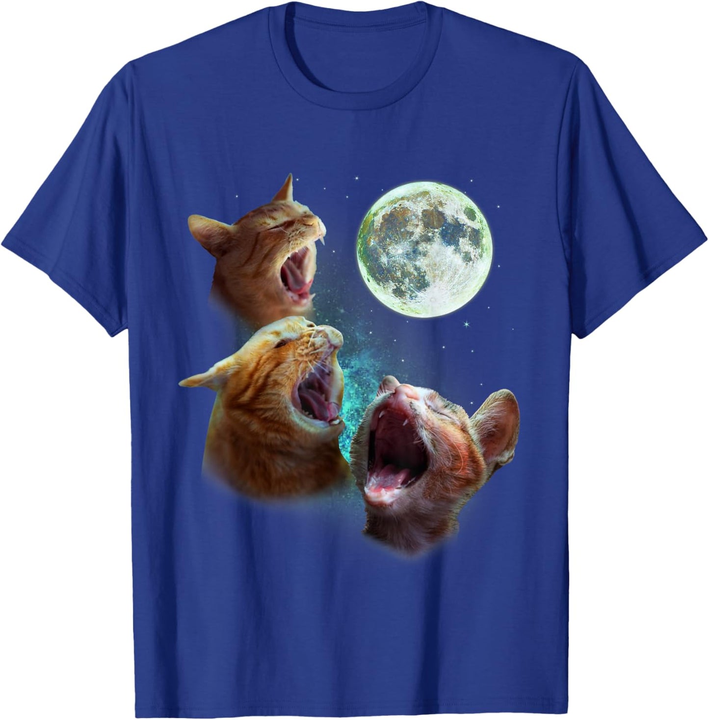 Three Orange Tabby Cats Howl at Moon 3 Wolfs - Funny Parody T-Shirt - T-Shirt | Royal