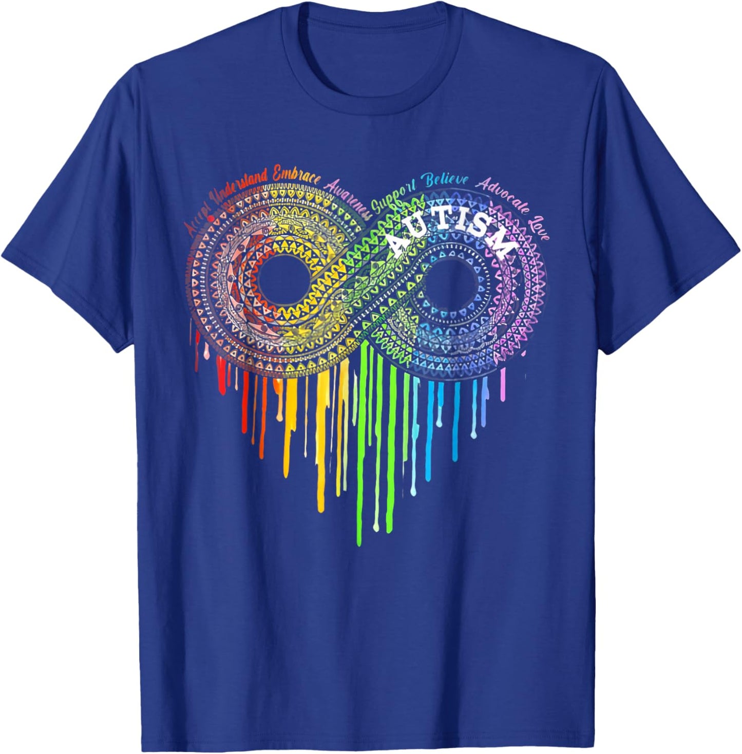 Autism Rainbow Infinity Symbol Asd Awareness T-Shirt - T-Shirt | Royal