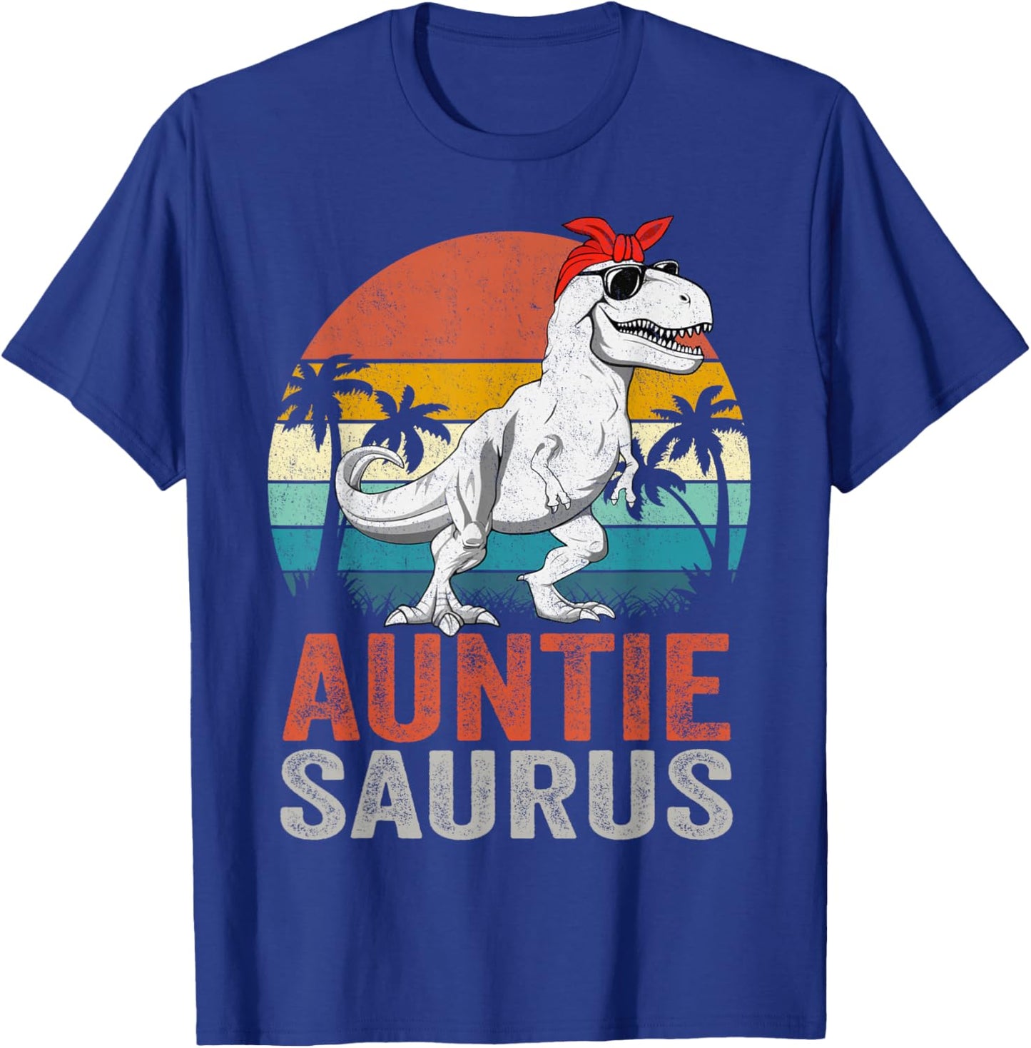 Auntiesaurus T Rex Dinosaur Auntie Saurus Family Matching T-Shirt - T-Shirt | Royal