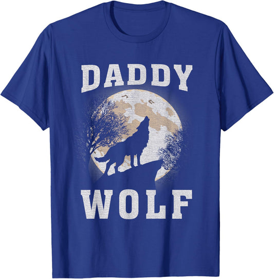 Daddy Wolf, Wolves Dad Moon, Fathers day T-Shirt - T-Shirt | Royal