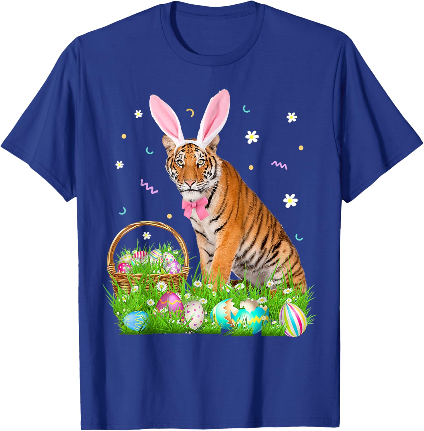 Cute Tiger Easter Day Bunny Eggs Easter Costume T-Shirt - T-Shirt | Royal