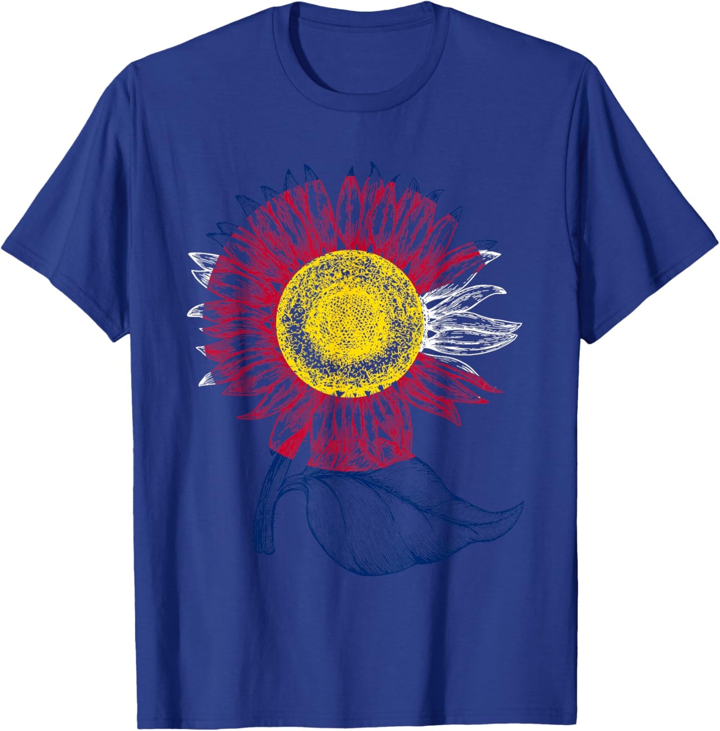 Colorful Colorado Flag Sunflower Women Mom Cute T-Shirt - T-Shirt | Royal