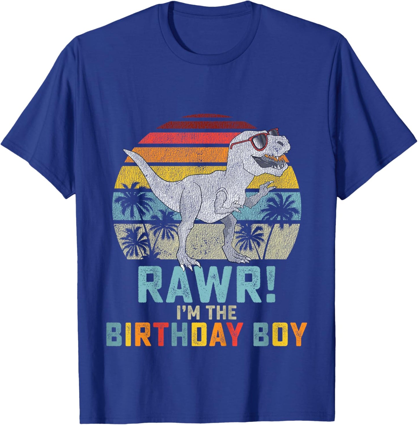 Kids Birthday Boy Dino T Rex Dinosaur Boys Matching Family T-Shirt - T-Shirt | Royal