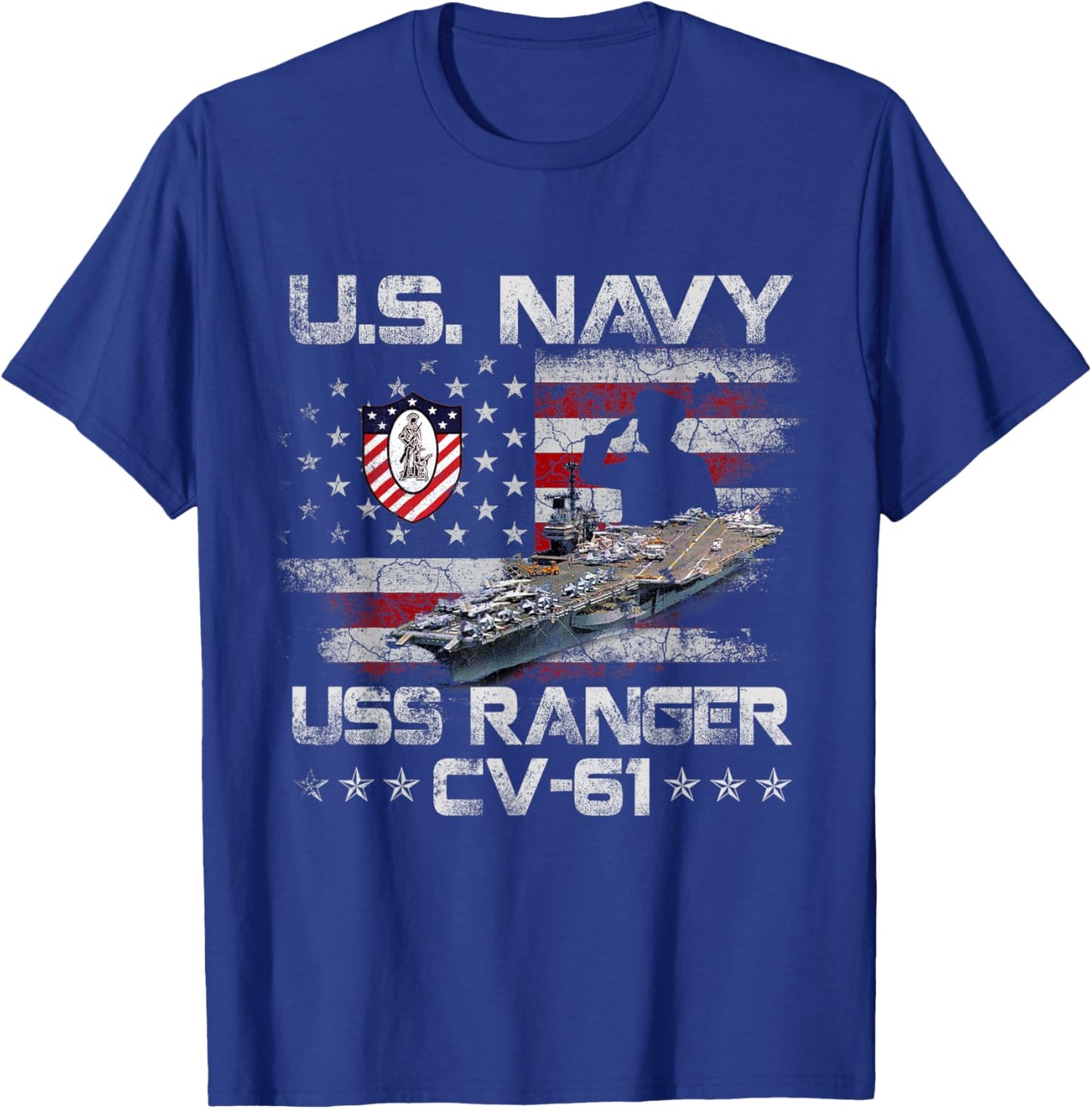 USS Ranger CV-61 Veteran Shirt Patriotic Veterans Day Gift T-Shirt - T-Shirt | Royal