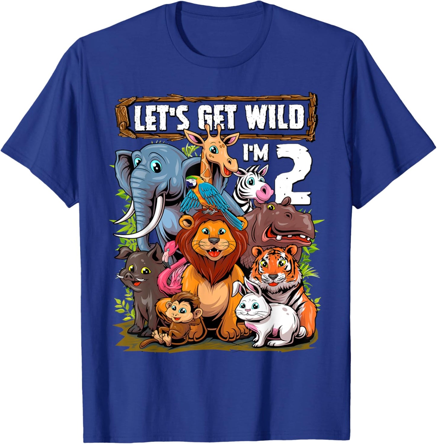 2 Year Old Zoo Birthday Safari Jungle Animals 2nd Birthday T-Shirt - T-Shirt | Royal