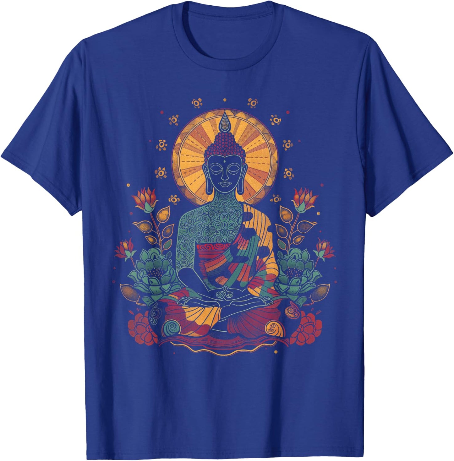 Buddha Floral Vintage Flower Yoga Buddhism Yogi Buddhist T-Shirt - T-Shirt | Royal