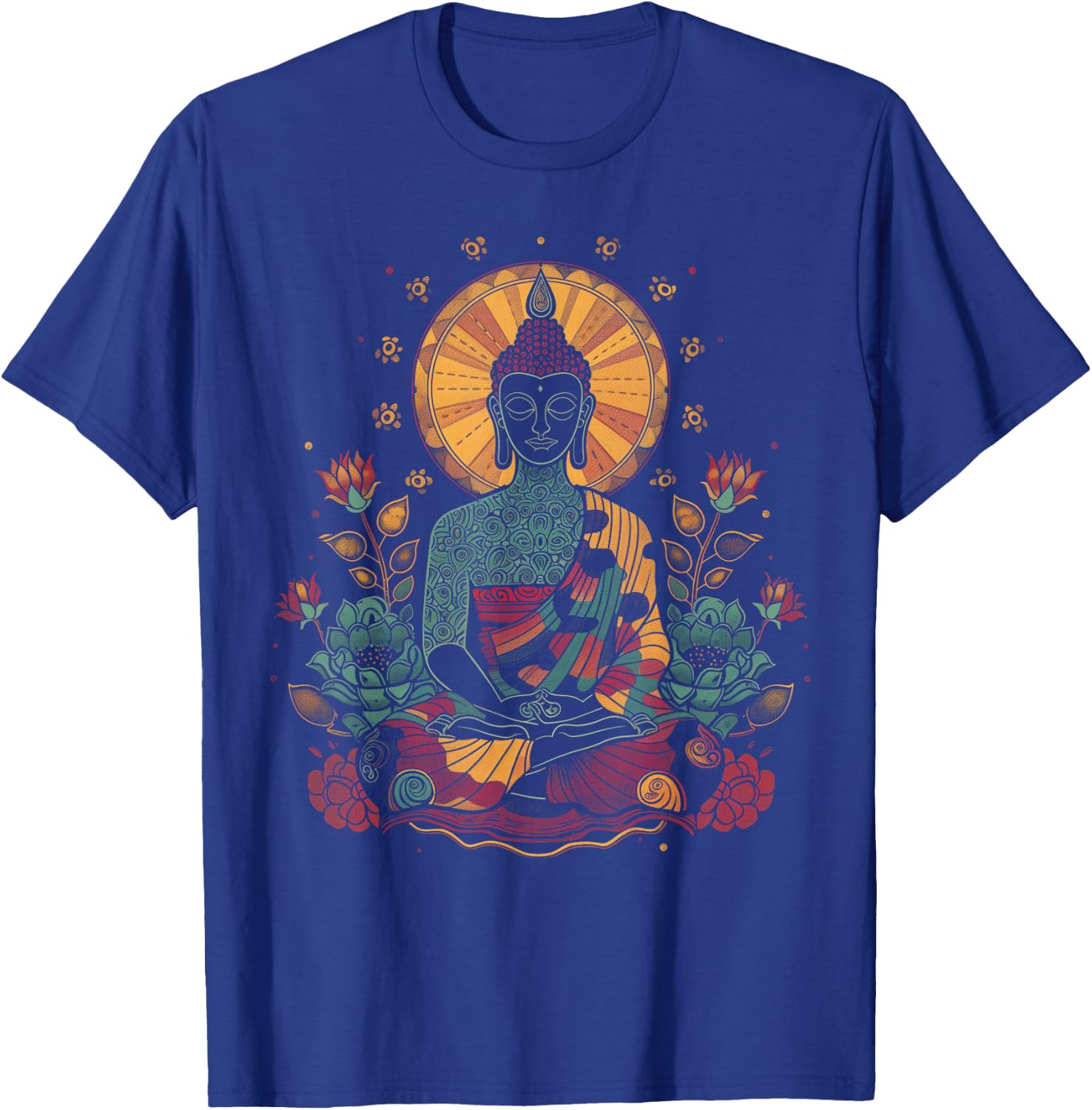Buddha Floral Vintage Flower Yoga Buddhism Yogi Buddhist T-Shirt - T-Shirt | Royal