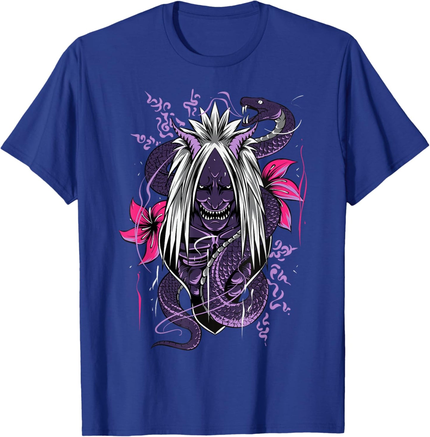 Japanese Anime Mask Kitsune Orochi Samurai Oni Snake T-Shirt - T-Shirt | Royal