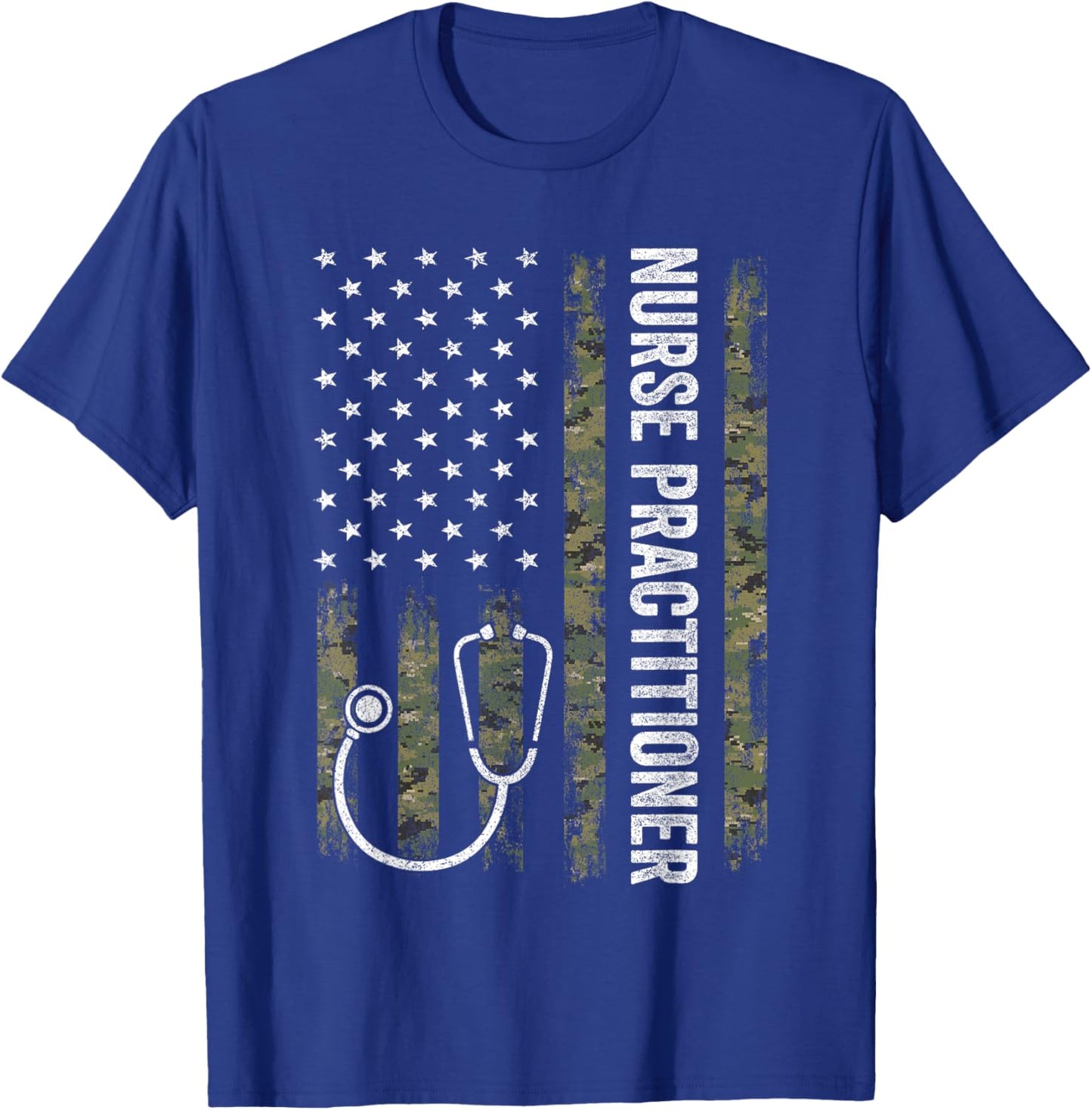 Nursing Shirts Men, Nurse Practitioner USA Flag T-Shirt - T-Shirt | Royal