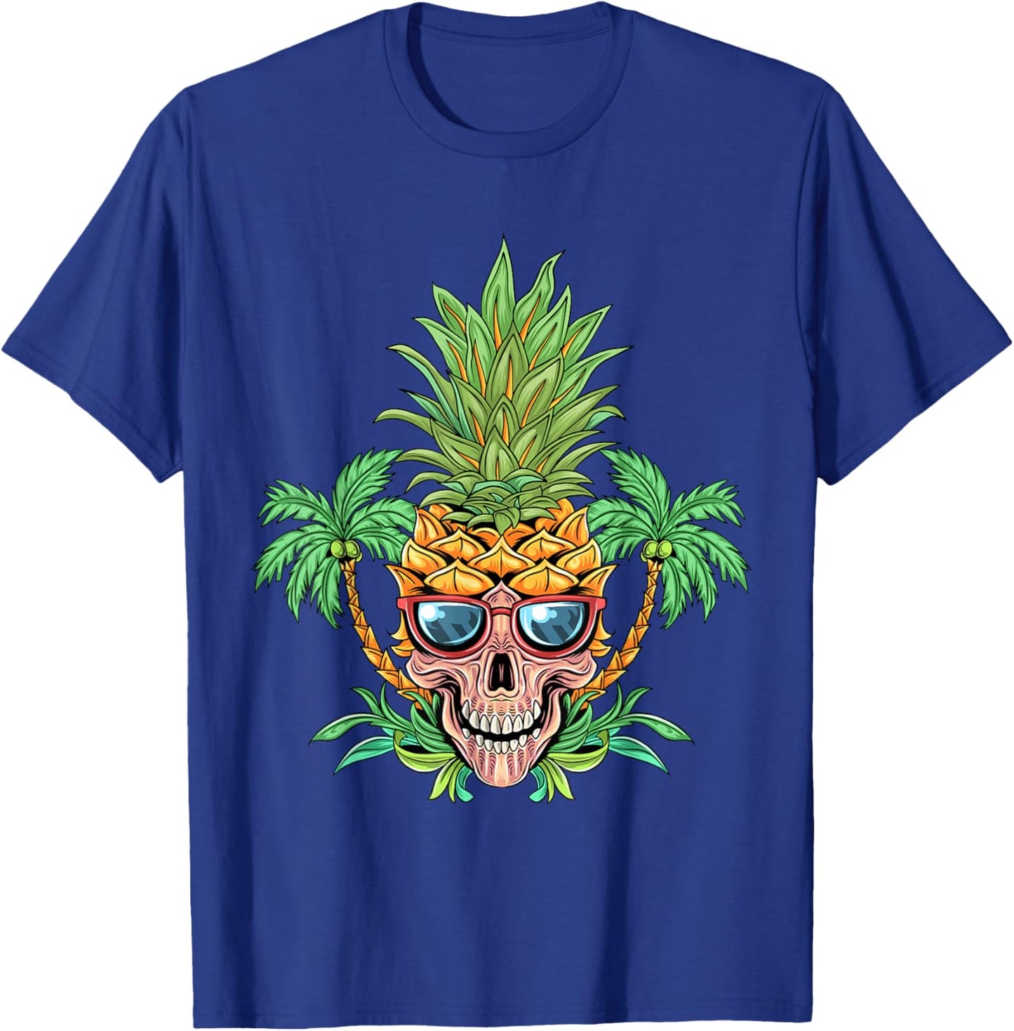 Skull Pineapple Aloha Beaches Hawaiian Flowers Hawaii Summer T-Shirt - T-Shirt | Royal
